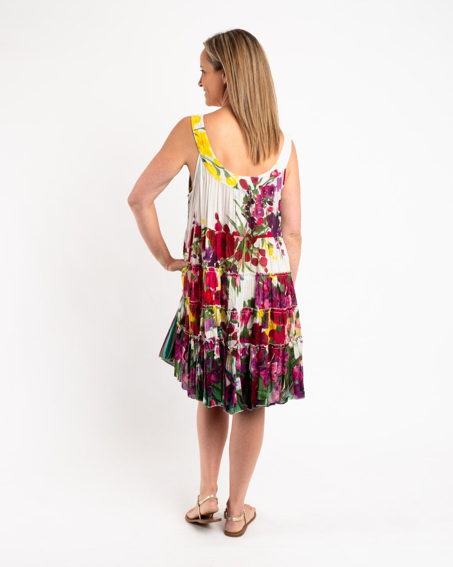 Round Neck Summer Garden Knee-length Panel Dress