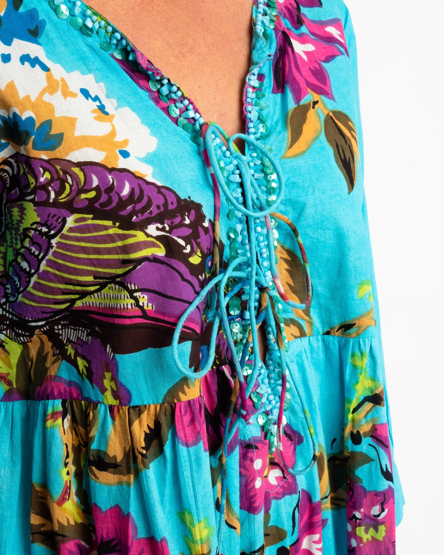 Gypsy Style Panel Dress in Sky Blue Floral