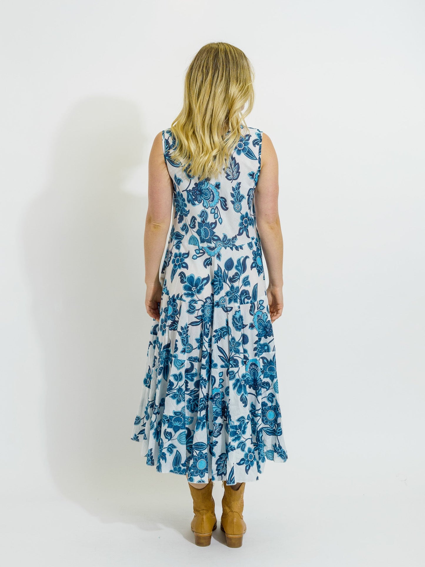 Daydream Dress in Blue on White Floral
