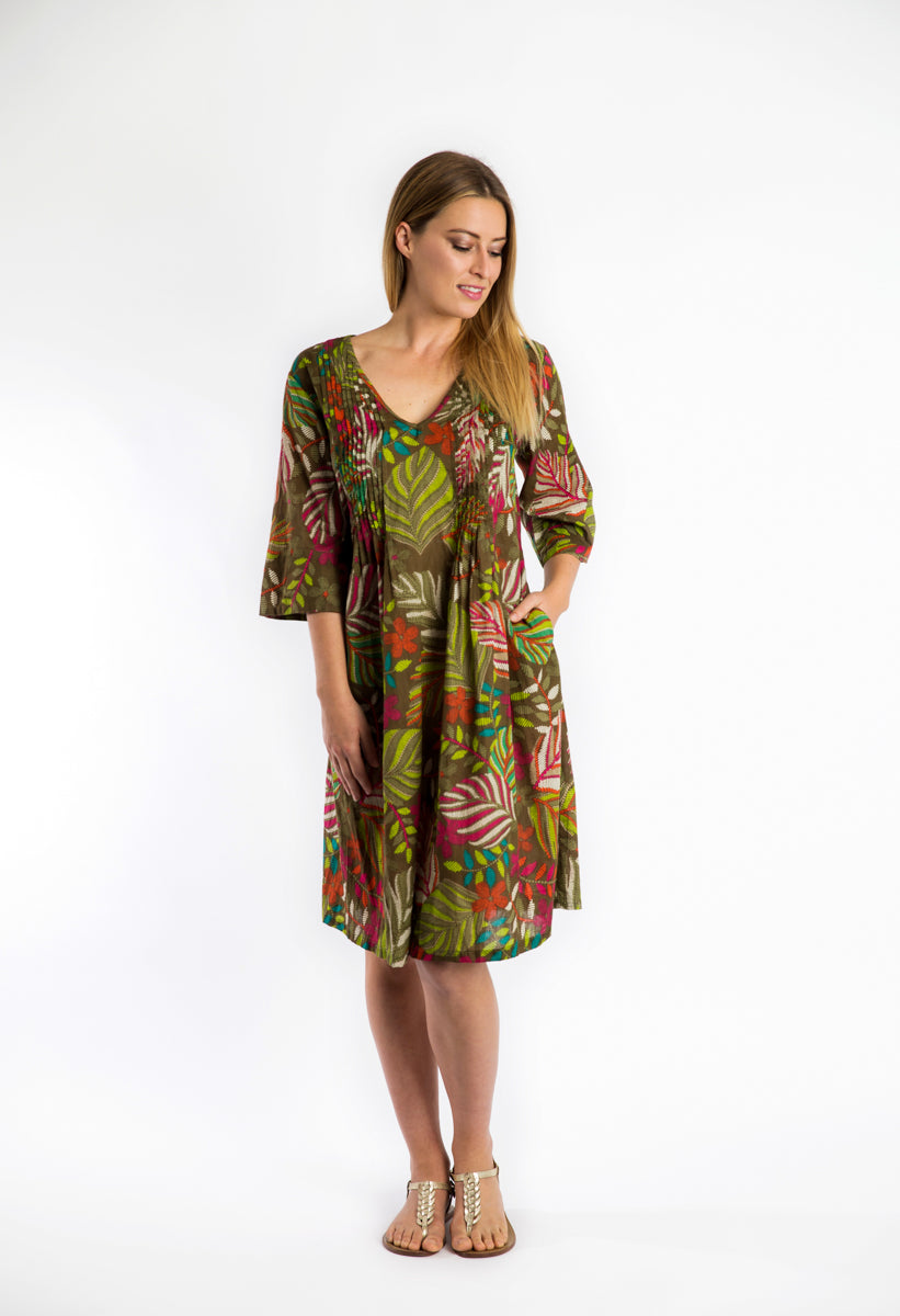 Heron Dress in Green Fern
