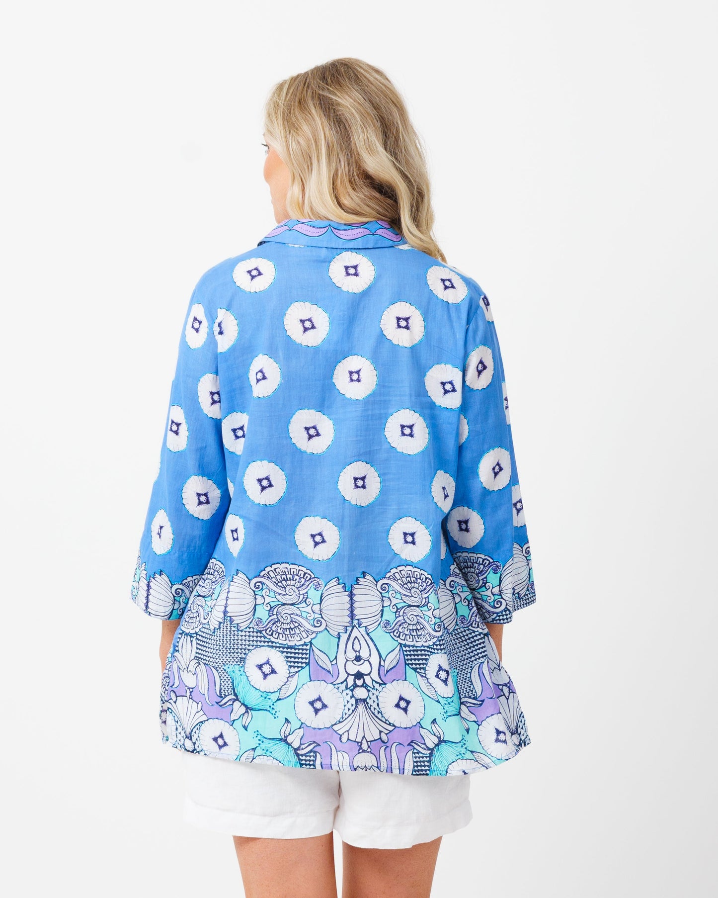 Maroochy Collared Shirt in Cornflower Lotus