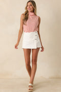 Keep It In Line Red Stripe Mockneck Sleeveless Top