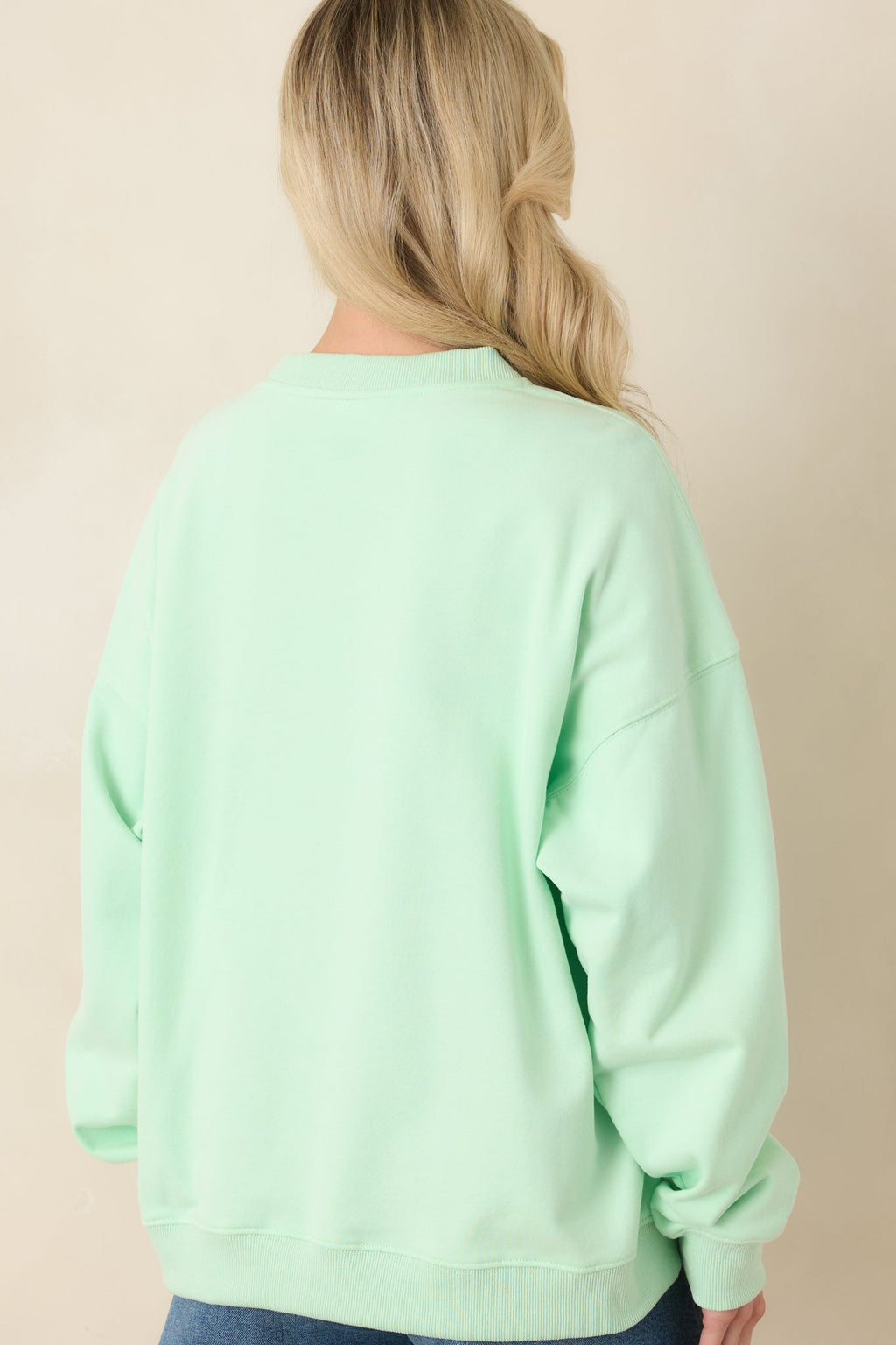 Radiant Vibes Mint Green Crewneck Sweatshirt