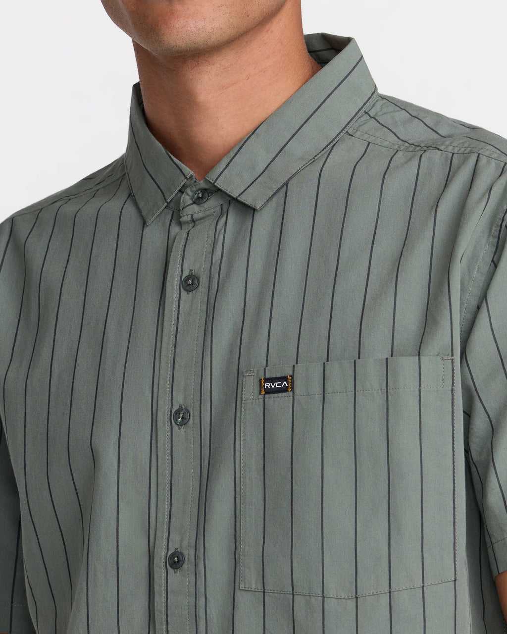 RVCA Dayshift Workwear Stripe Short Sleeve Shirt