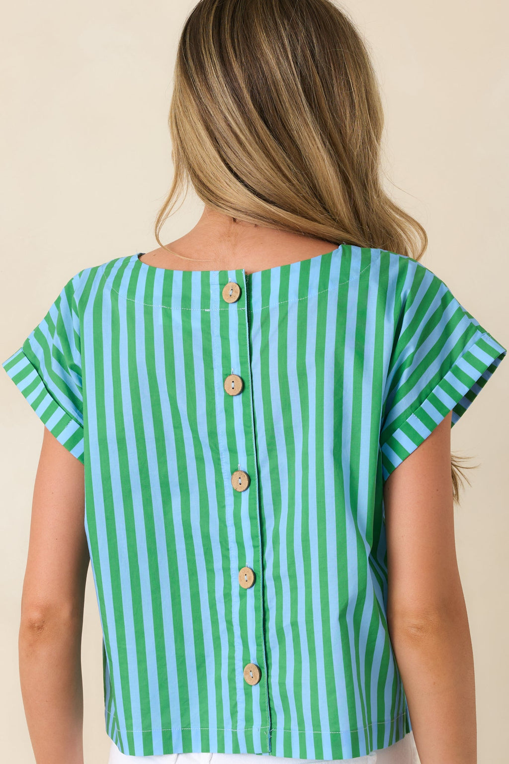 Making Moves Blue & Green Stripe Boxy Cotton Top