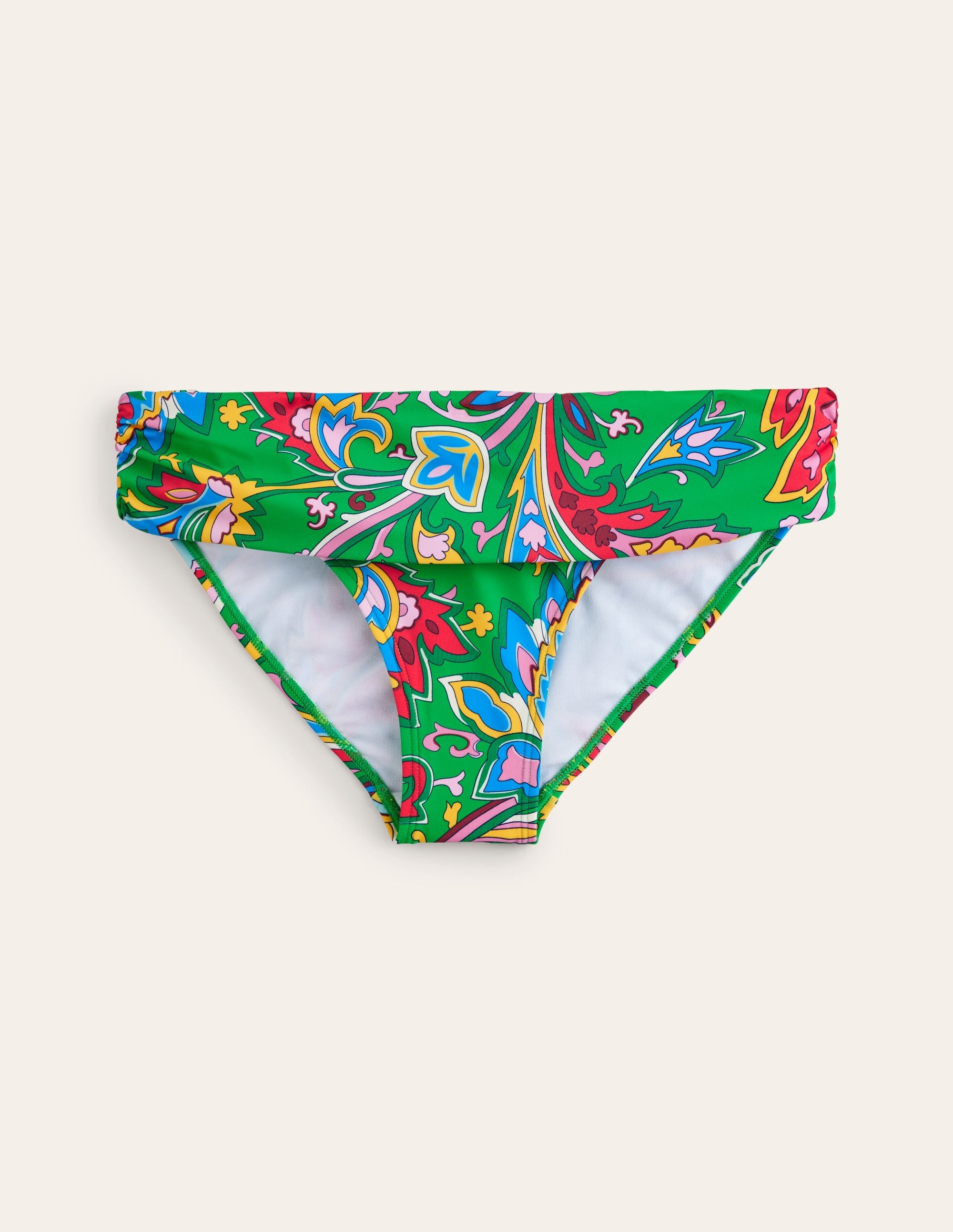Classic Fold Bikini Bottoms-Kelly Green, Paisley Azure