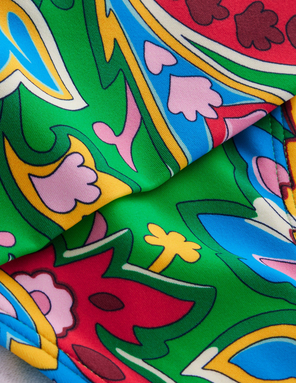 Classic Fold Bikini Bottoms-Kelly Green, Paisley Azure
