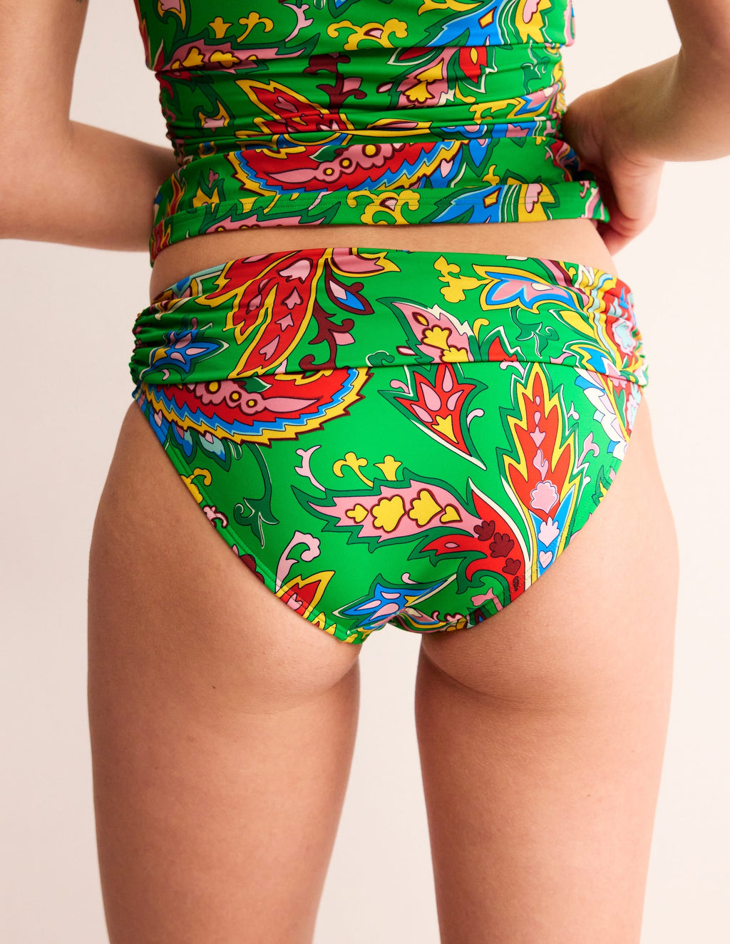 Classic Fold Bikini Bottoms-Kelly Green, Paisley Azure