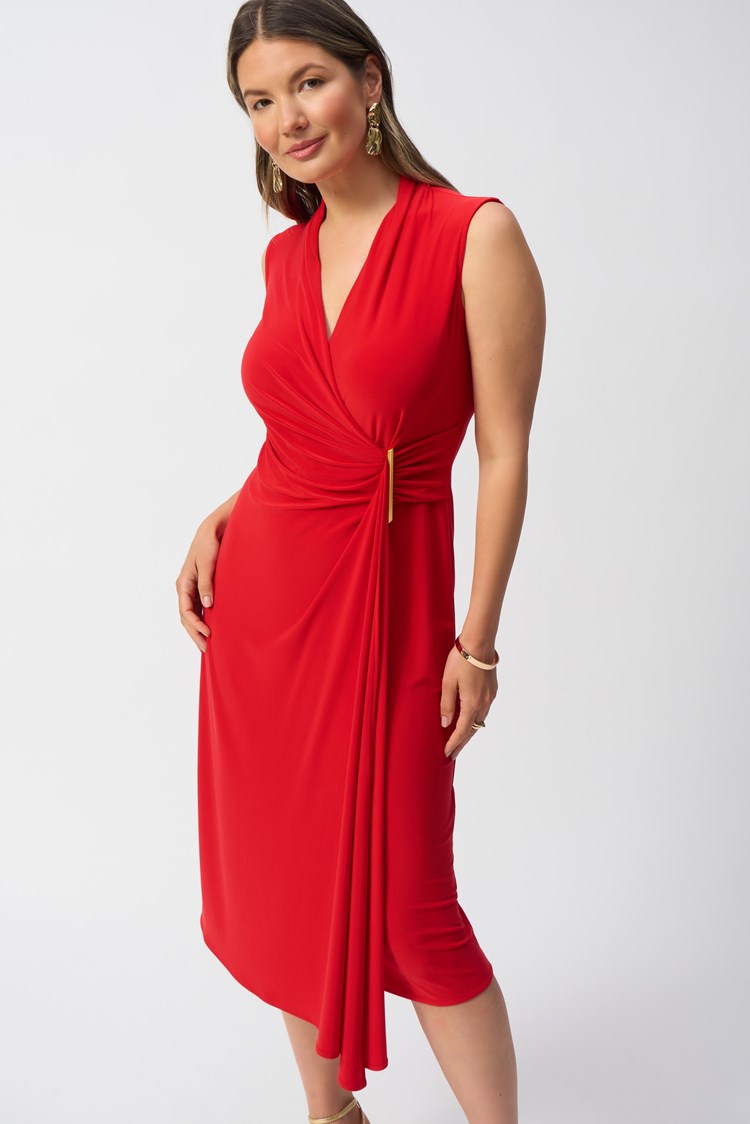 Joseph Ribkoff Silky Knit Sleeveless Wrap Dress