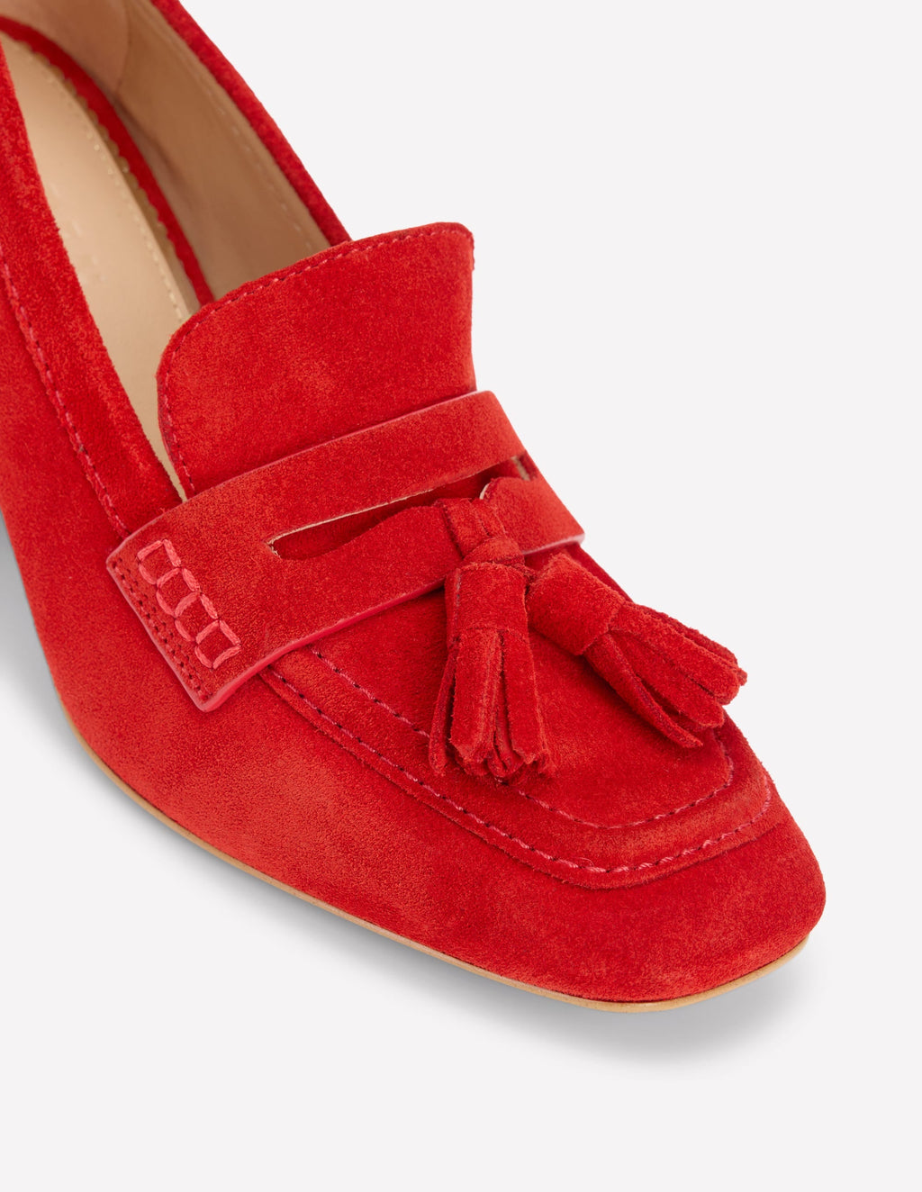 Sol Block Heeled Penny Loafers-Red
