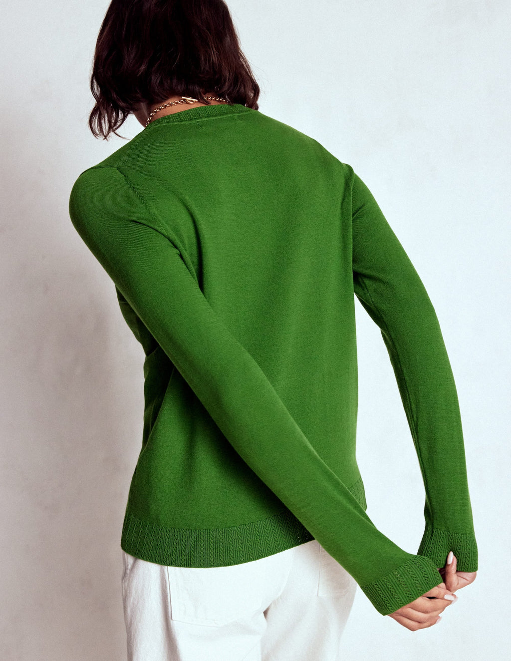 Emilia Cotton Crew Sweater-Promenade Green