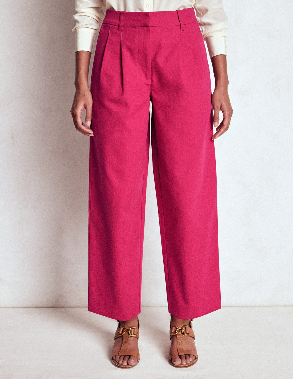 Bloomsbury Cotton Pants-Bright Cherry