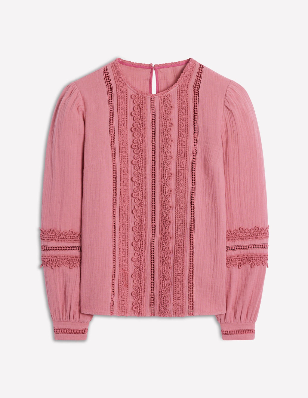 Trim Interest Double Cloth Top-Pink Heather