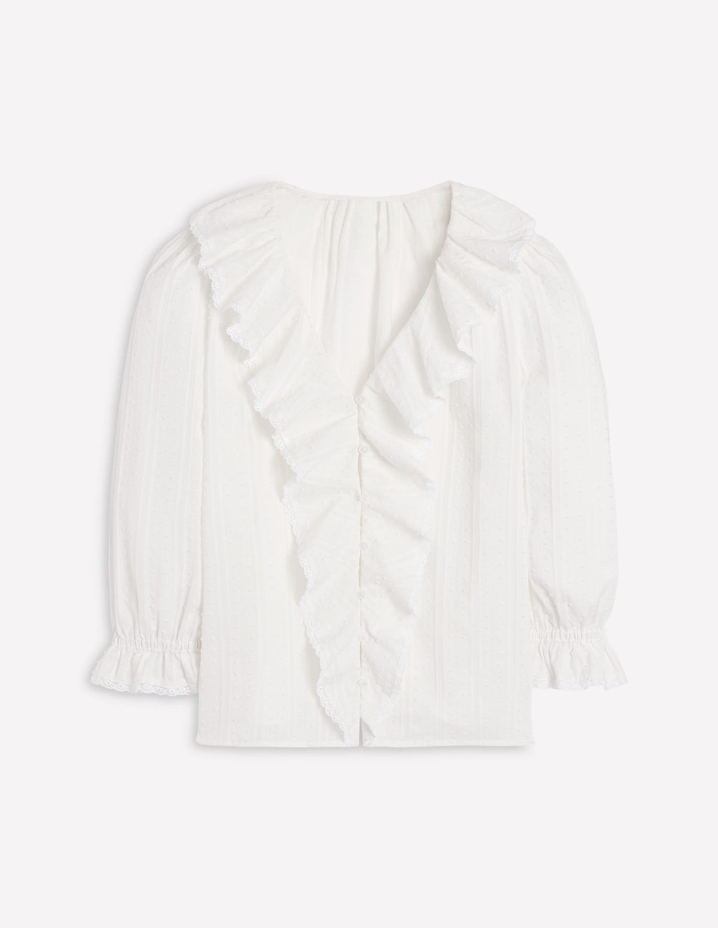 Eliza Ruffle V-Neck Blouse-White