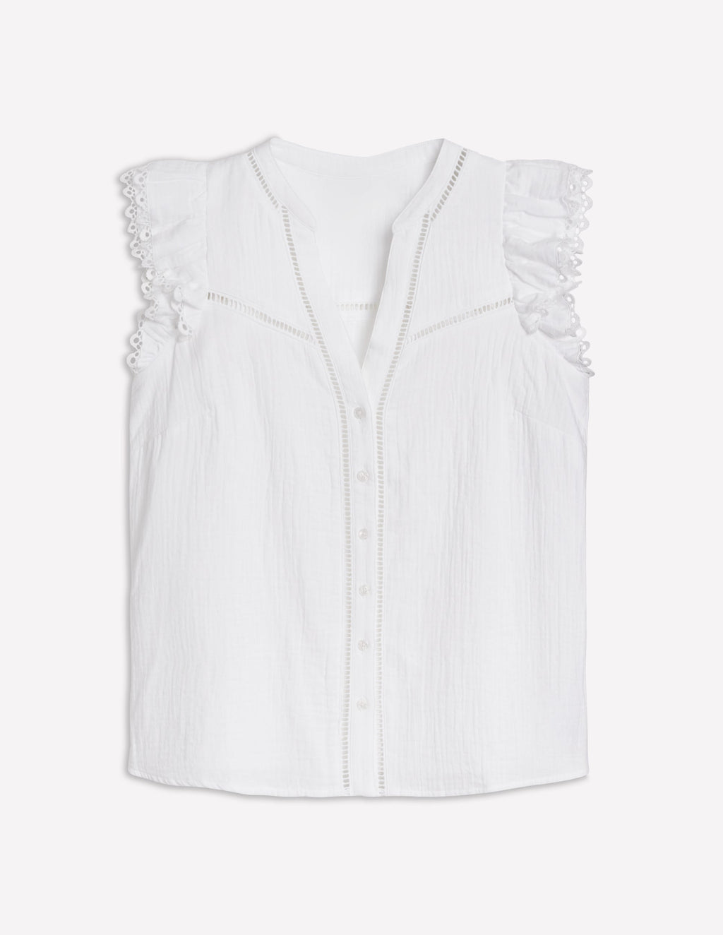 Sleeveless Double Cloth Top-White