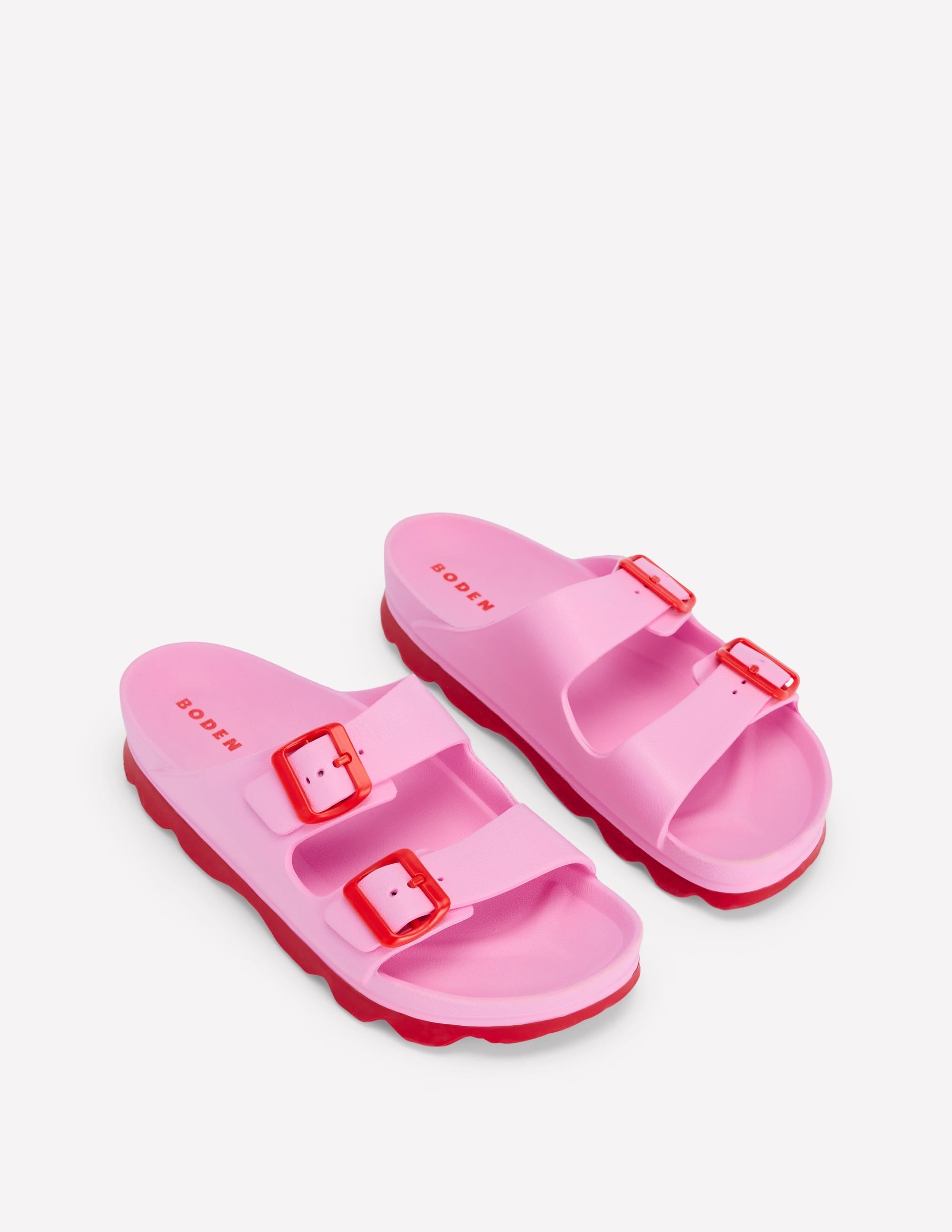 Lyla Double Buckle Sliders-Soft Pink