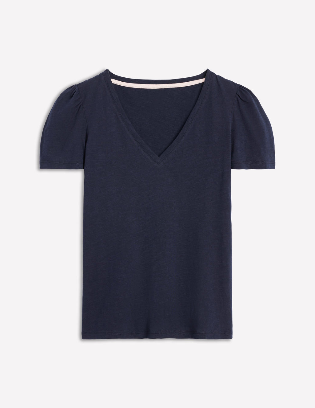 Sophie V-neck Slub T-shirt-Navy