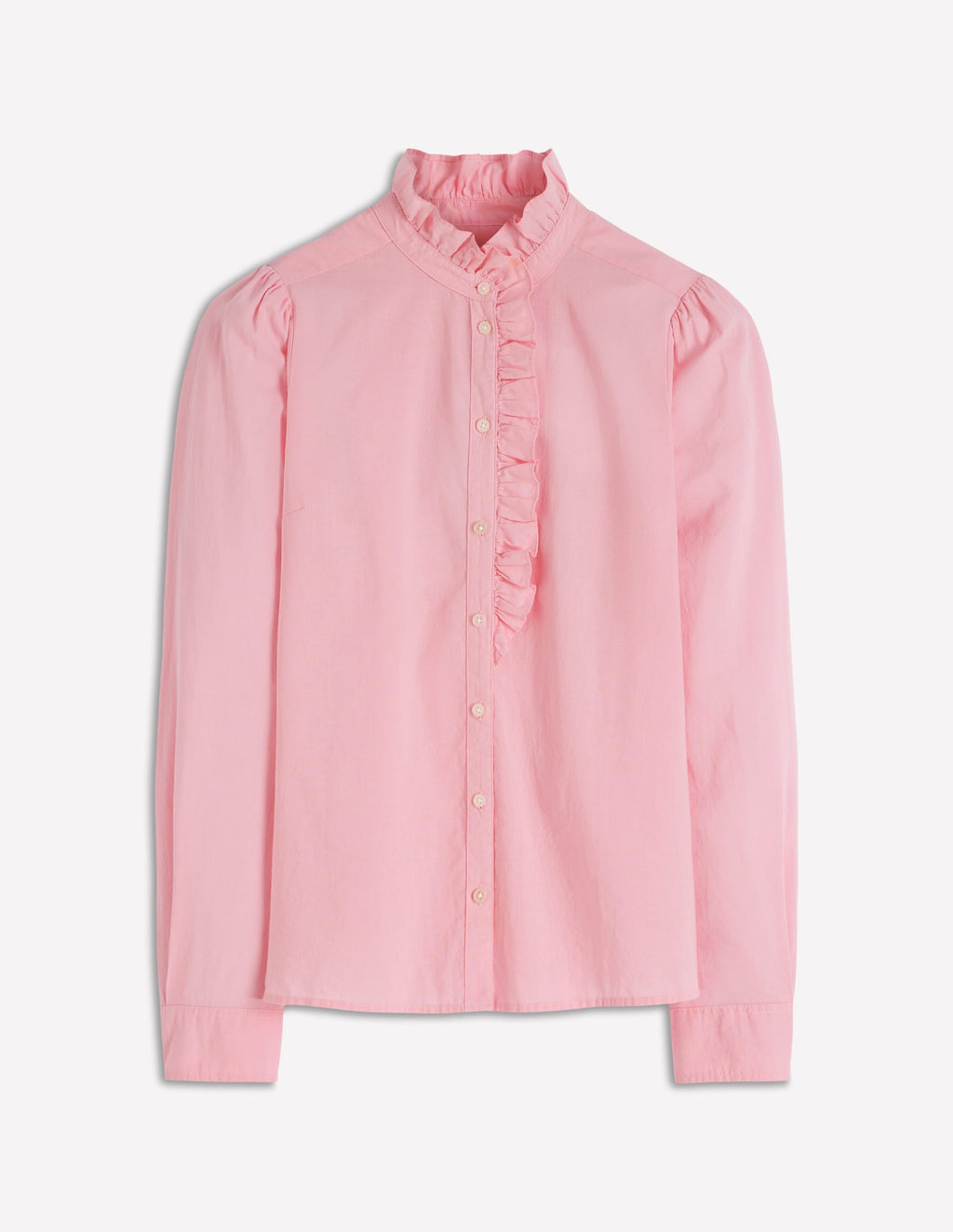 Isabel Ruffle Cotton Shirt-Spring Blossom Pink