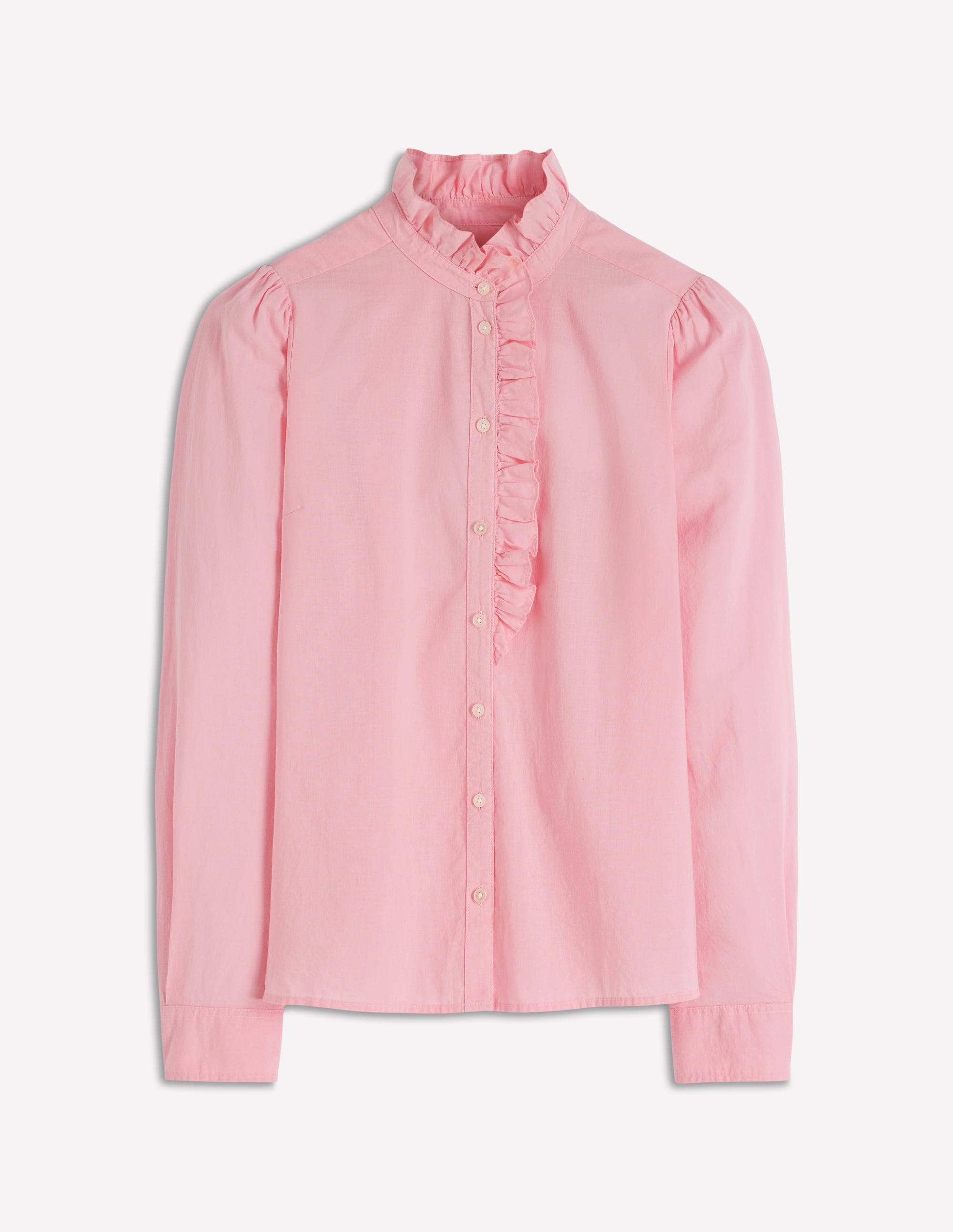 Isabel Ruffle Cotton Shirt-Spring Blossom Pink