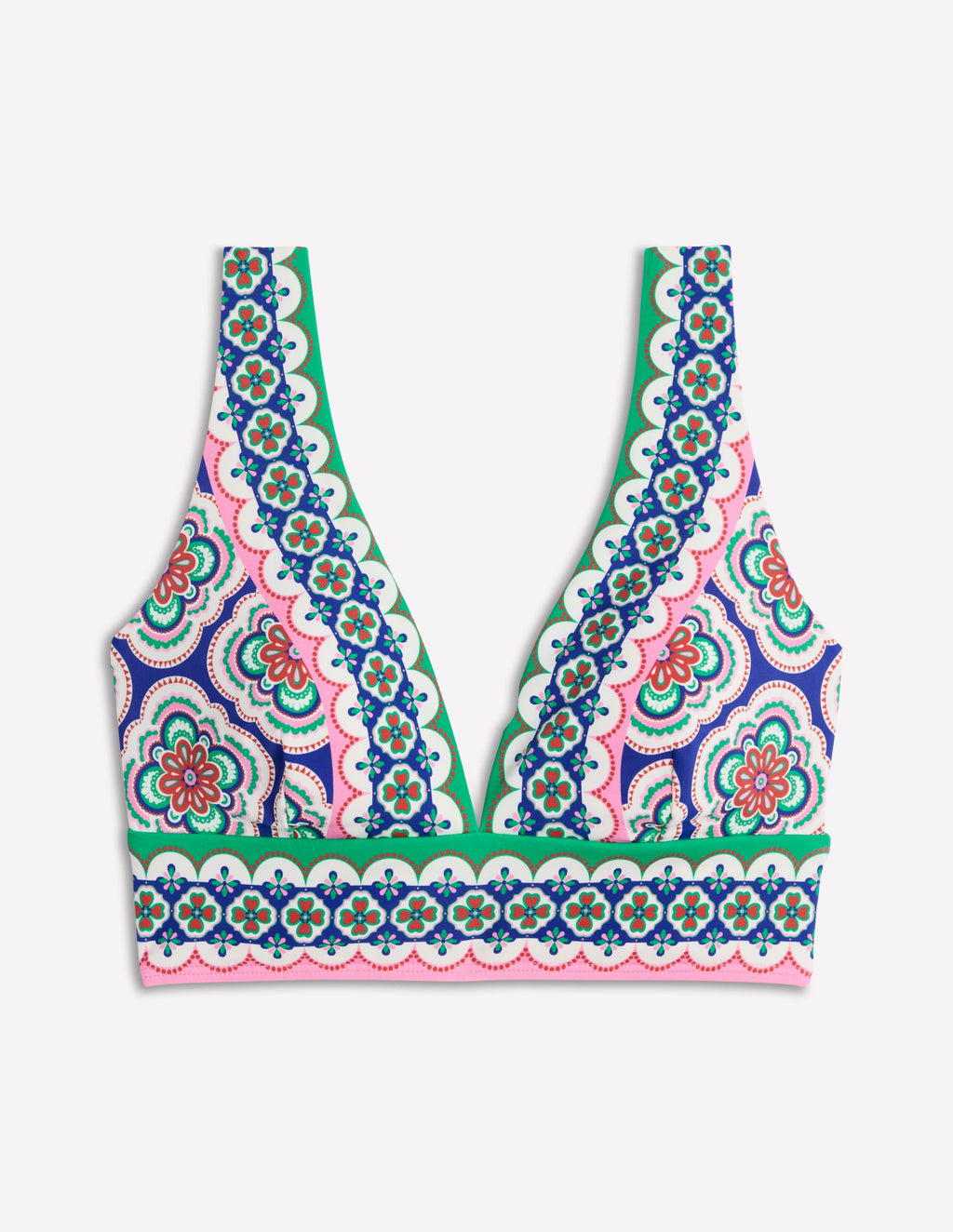 Porto V-neck Bikini Top-Bright Blue, Botanic Blush