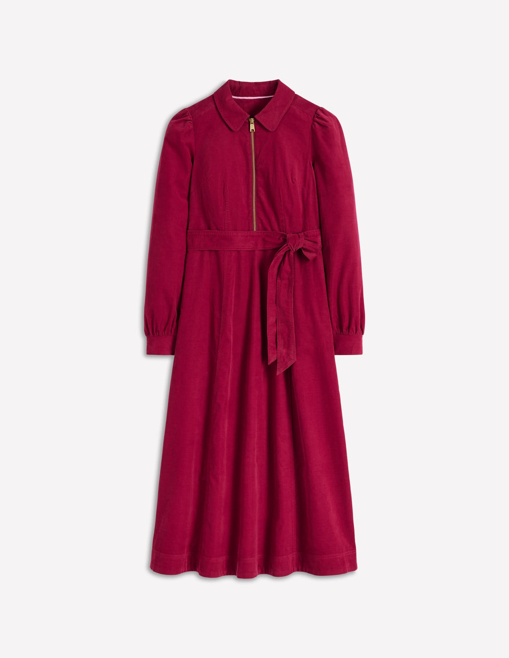Adelaide Zip Cord Midi Dress-Burgundy Red