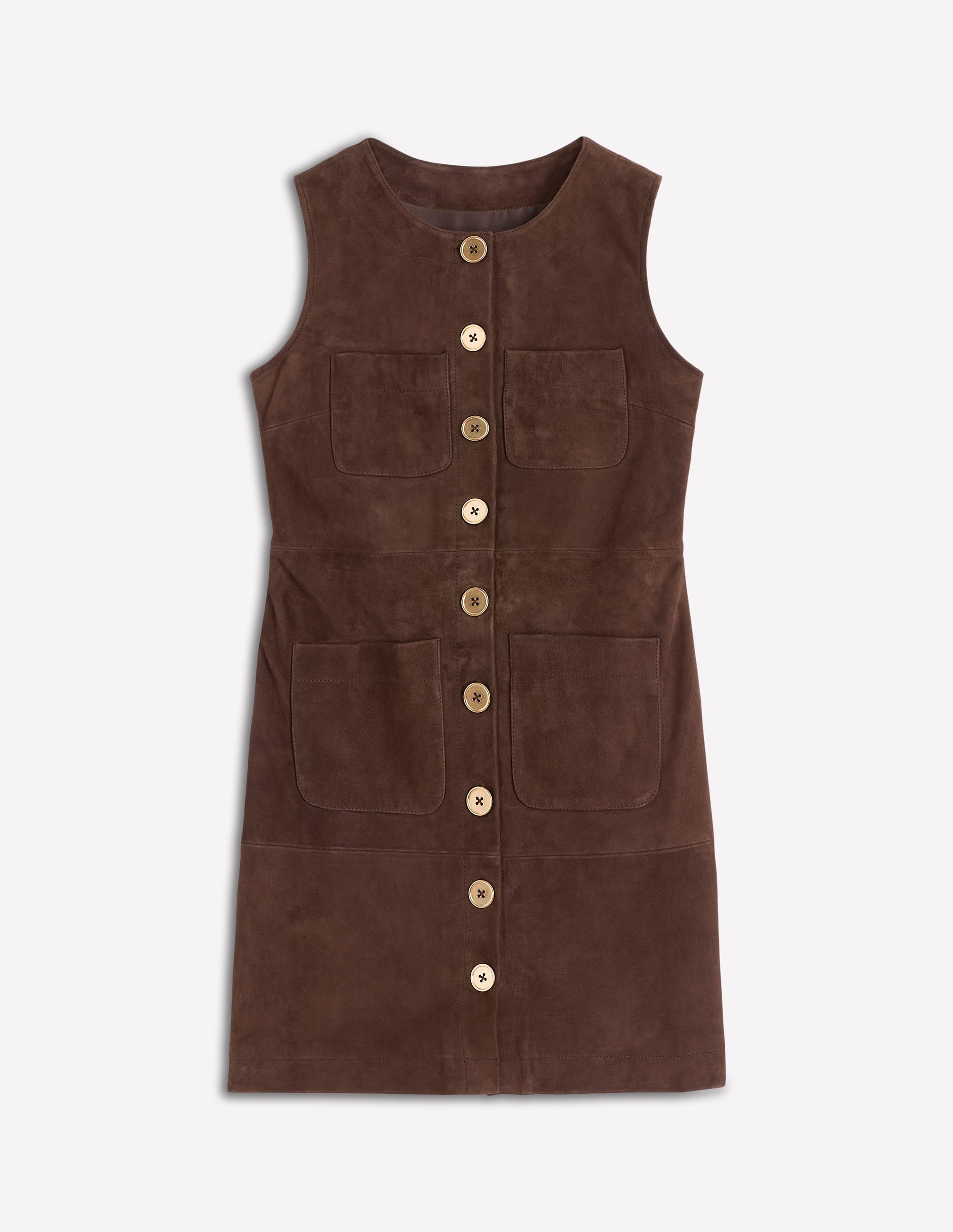 Evelyn Suede Shift Dress-Dark Chocolate