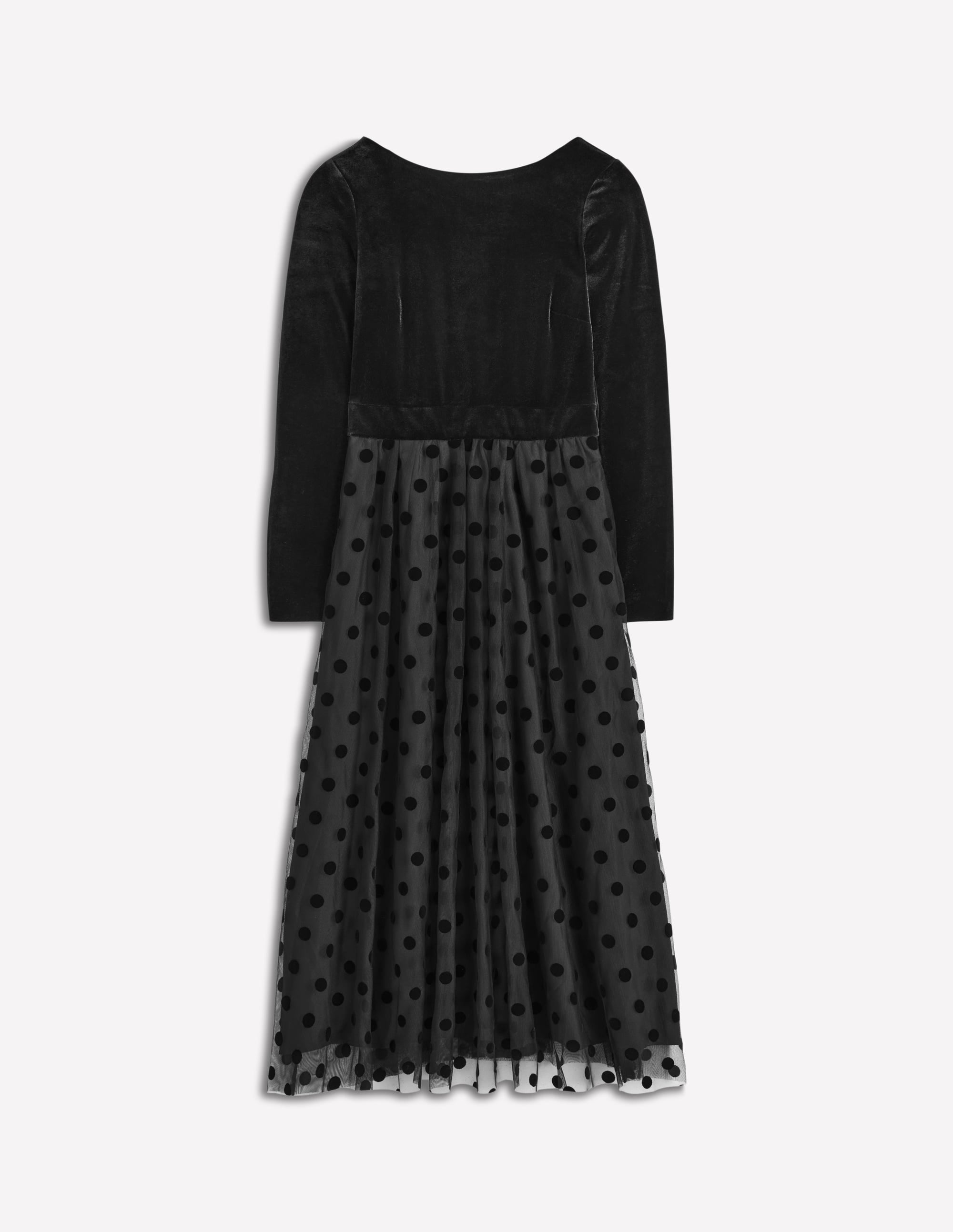 Velvet Bodice Jersey Dress-Black