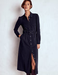 Anita Long Sleeve Shirt Dress-Navy