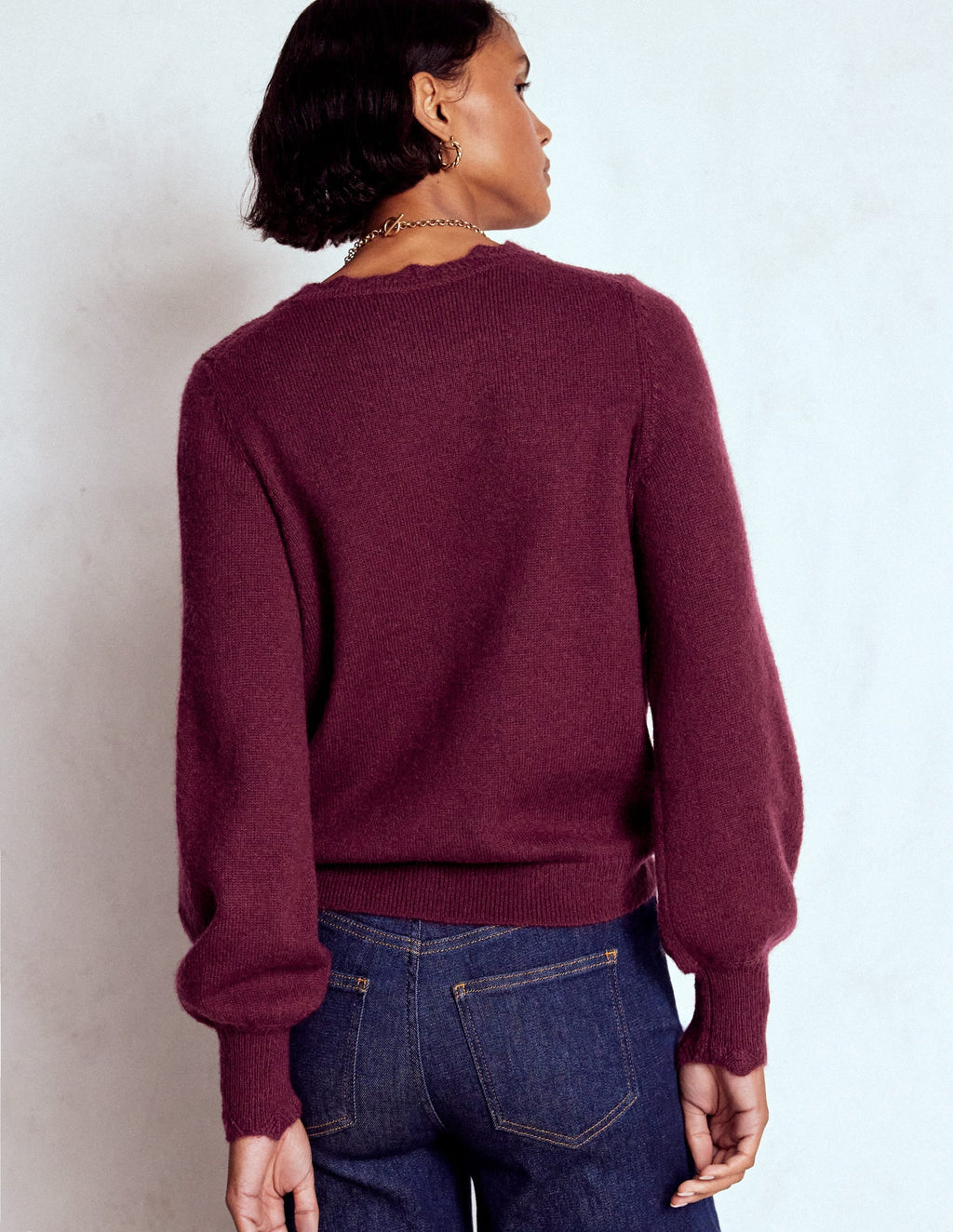 Fluffy Embroidered Sweater-Deep Wisteria