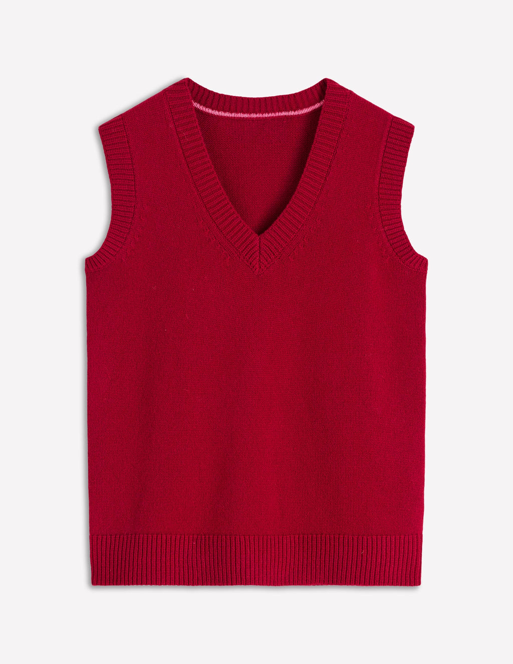 Marion Merino V-Neck Vest-Crimson Red