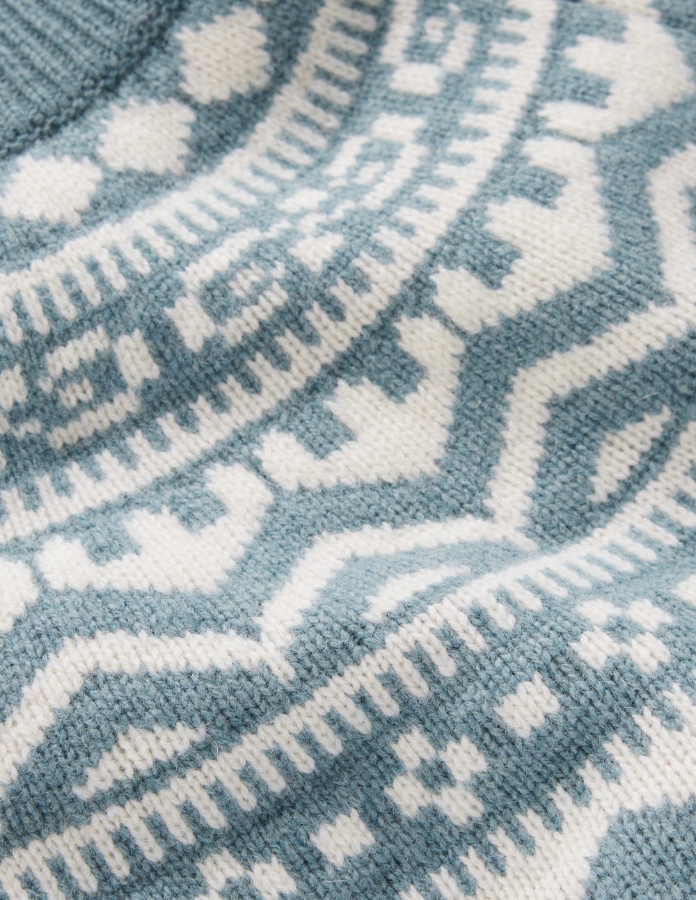 Marion Merino Rib Neck Sweater-Cloud Blue, Fair Isle