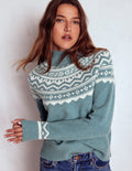 Marion Merino Rib Neck Sweater-Cloud Blue, Fair Isle