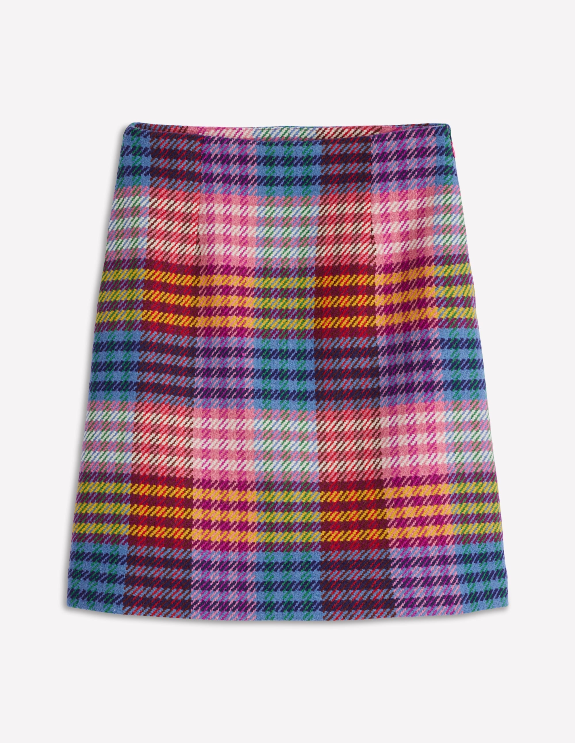 Wool Blend A-Line Skirt-Rainbow Blanket MultiGingham