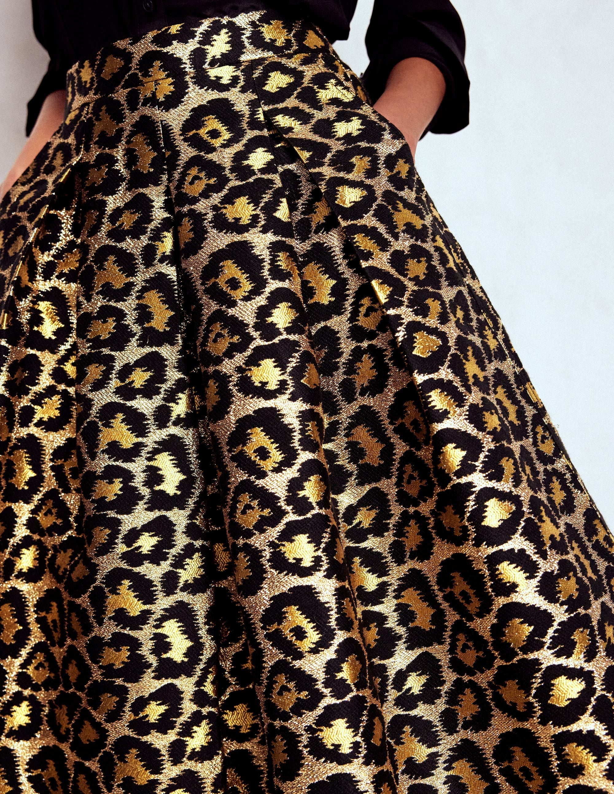 Verity Jacquard Midi Skirt-Leopard Print