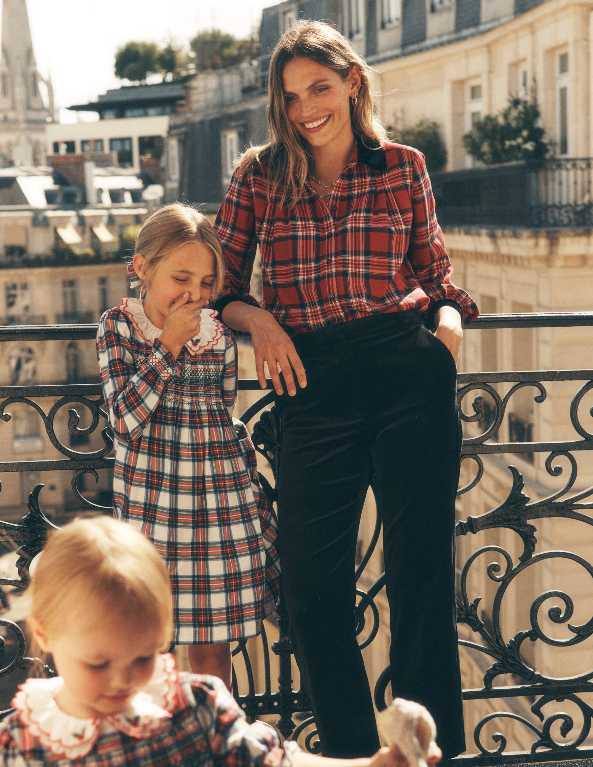 Velvet Collared Check Shirt-Red Check
