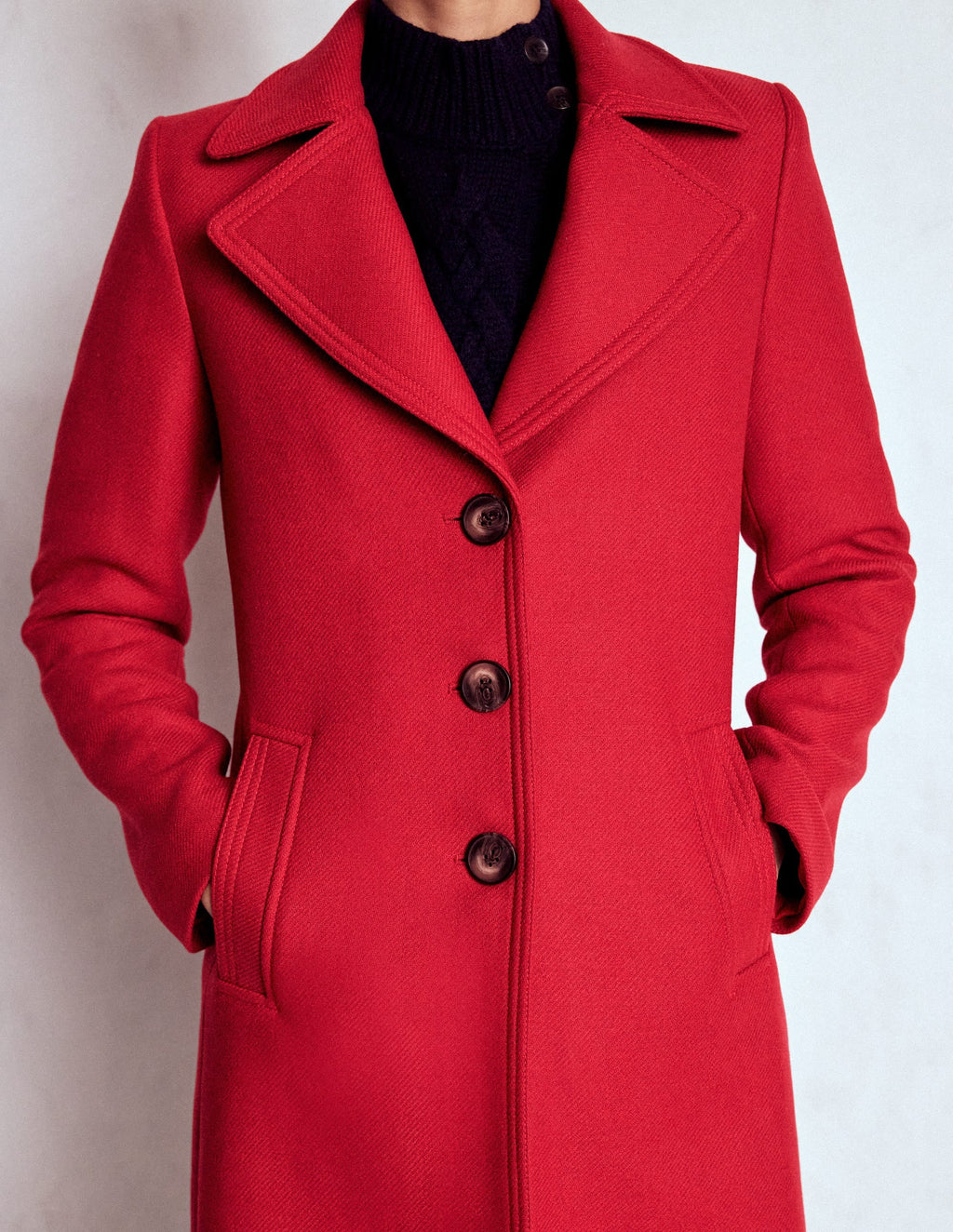 Newport Wool Coat-Cranberry Red