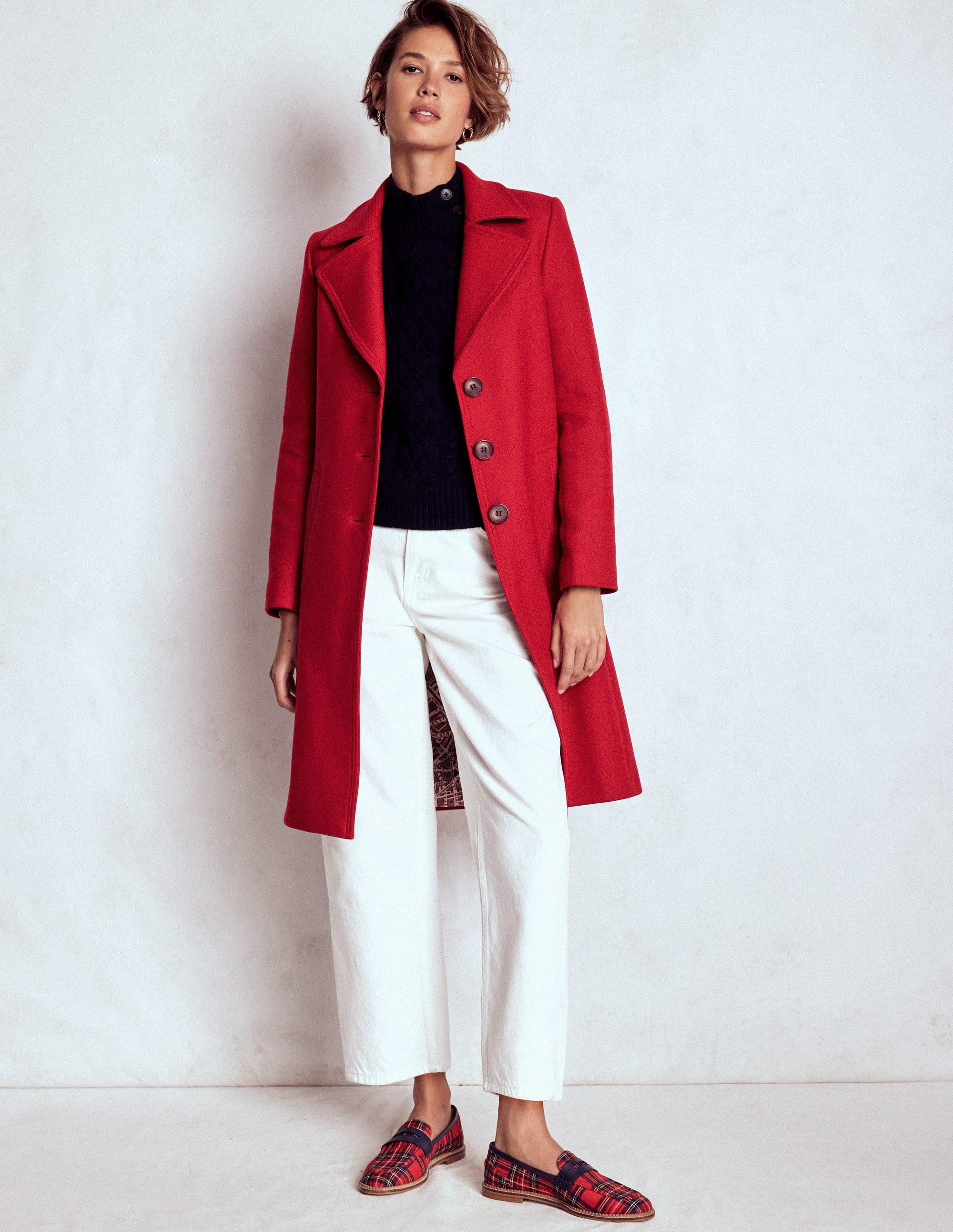 Newport Wool Coat-Cranberry Red