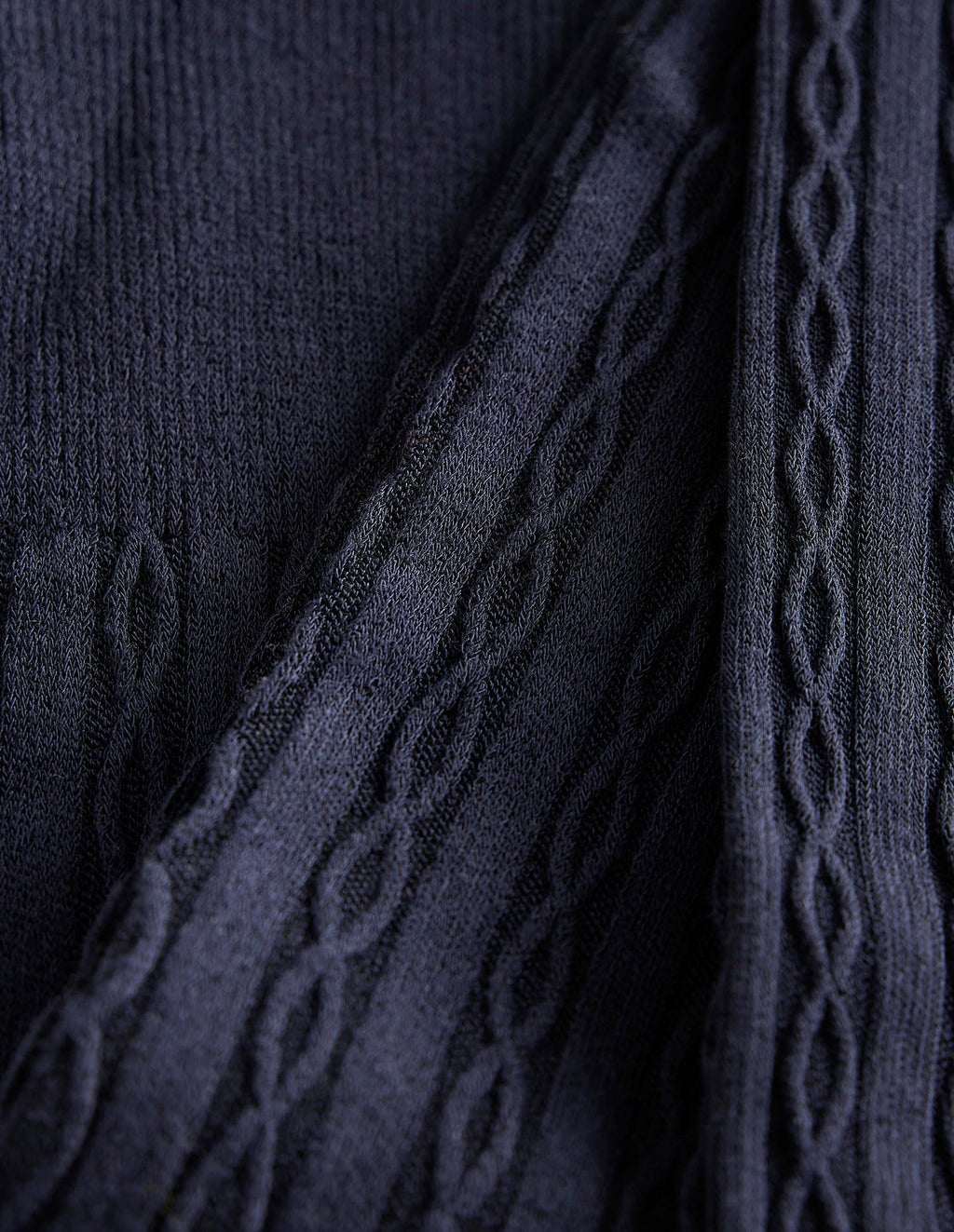 Cable Knit Tights-Navy