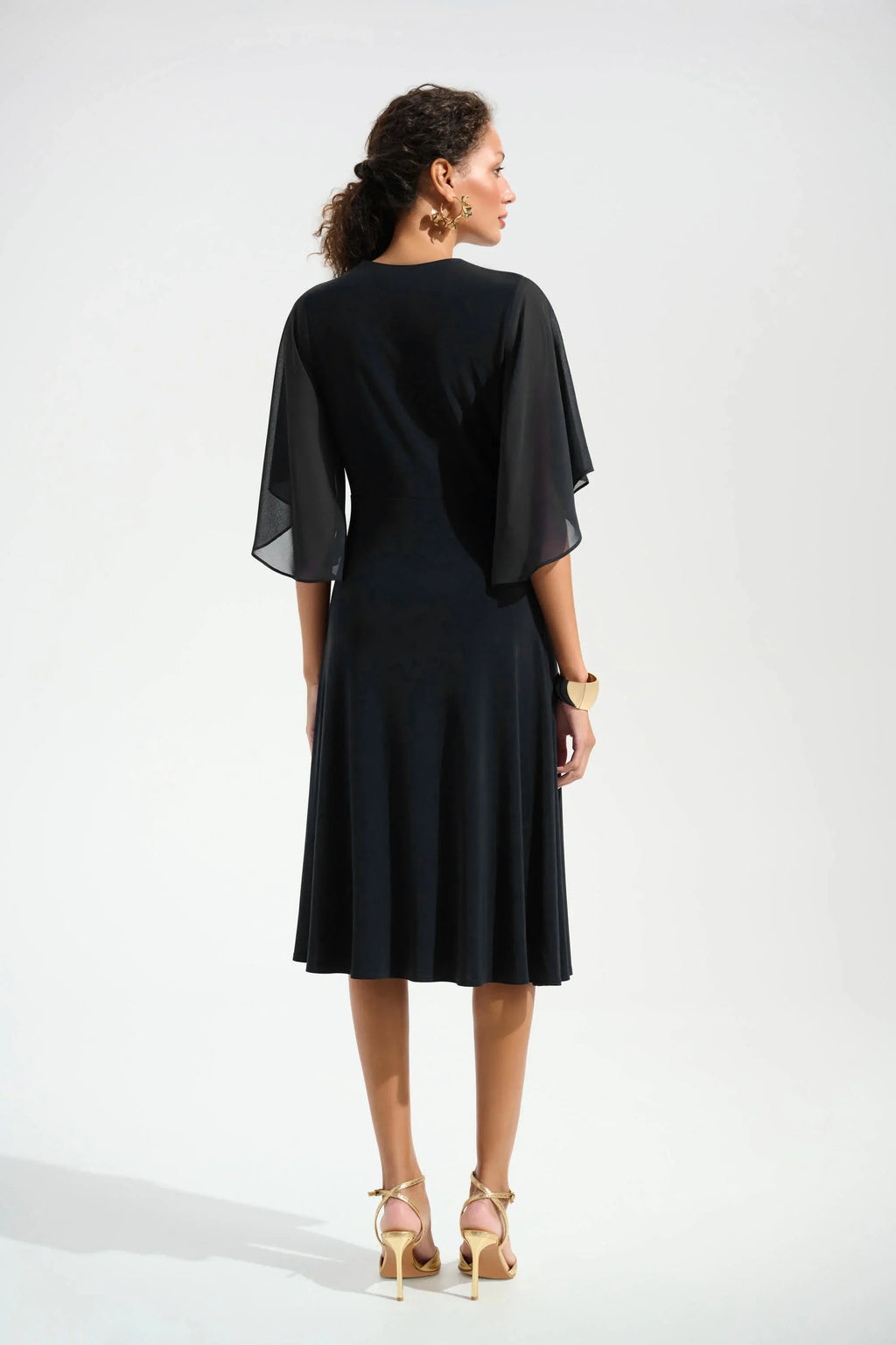 Joseph Ribkoff Silky Knit Fit and Flare Dress With Chiffon Draped Sash