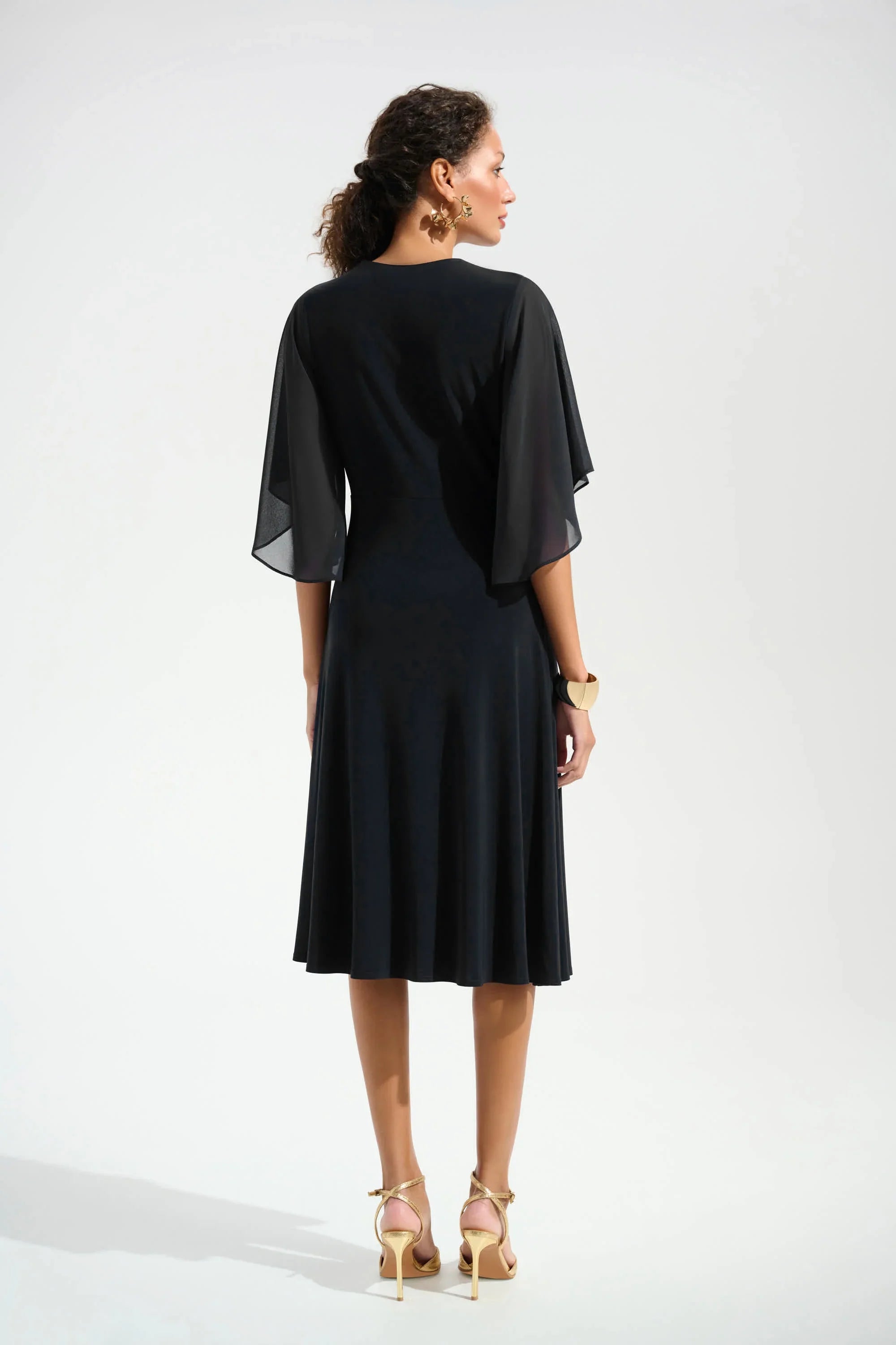 Joseph Ribkoff Silky Knit Fit and Flare Dress With Chiffon Draped Sash