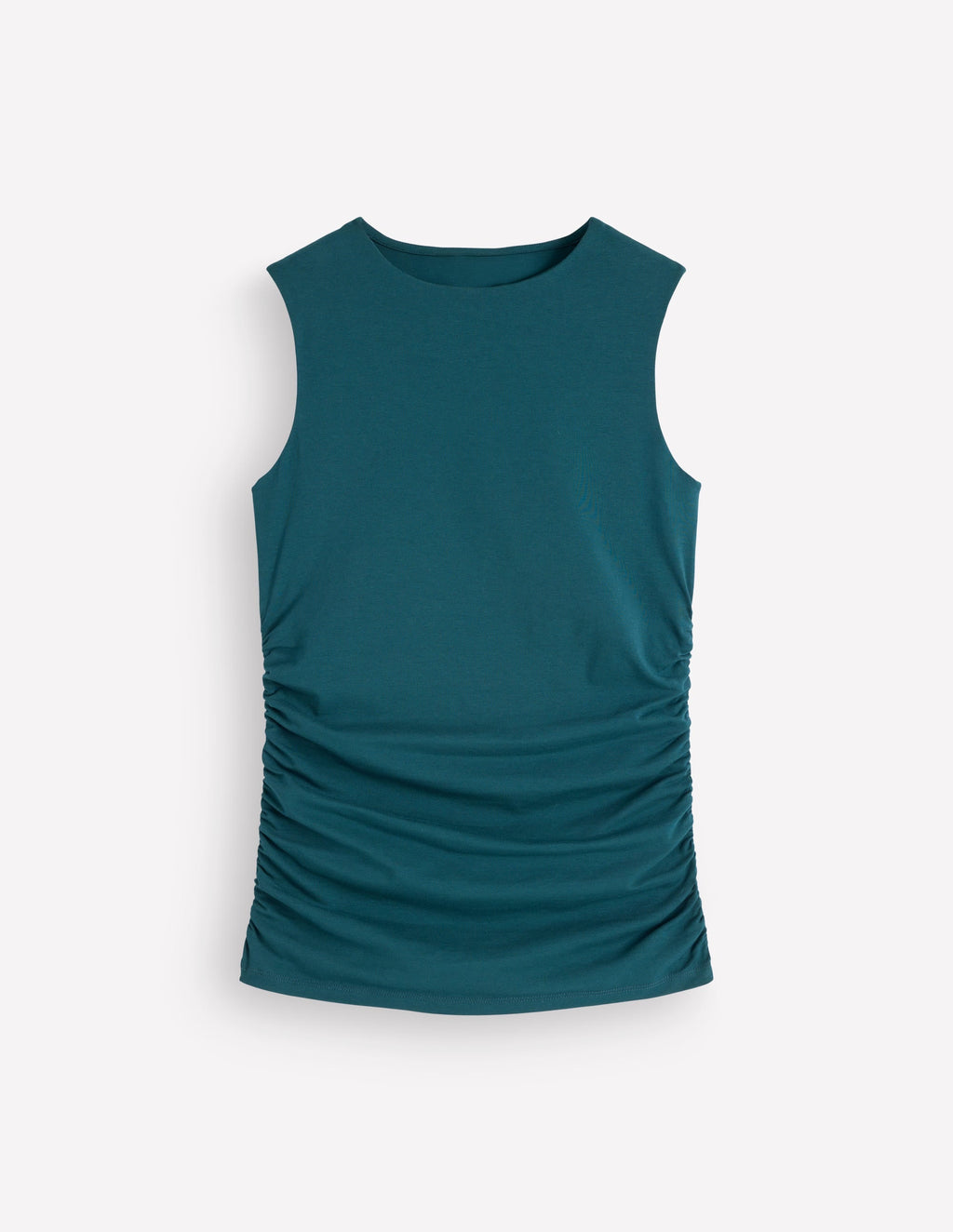 Tia Sleeveless Ruch Jersey Top-Midnight Teal