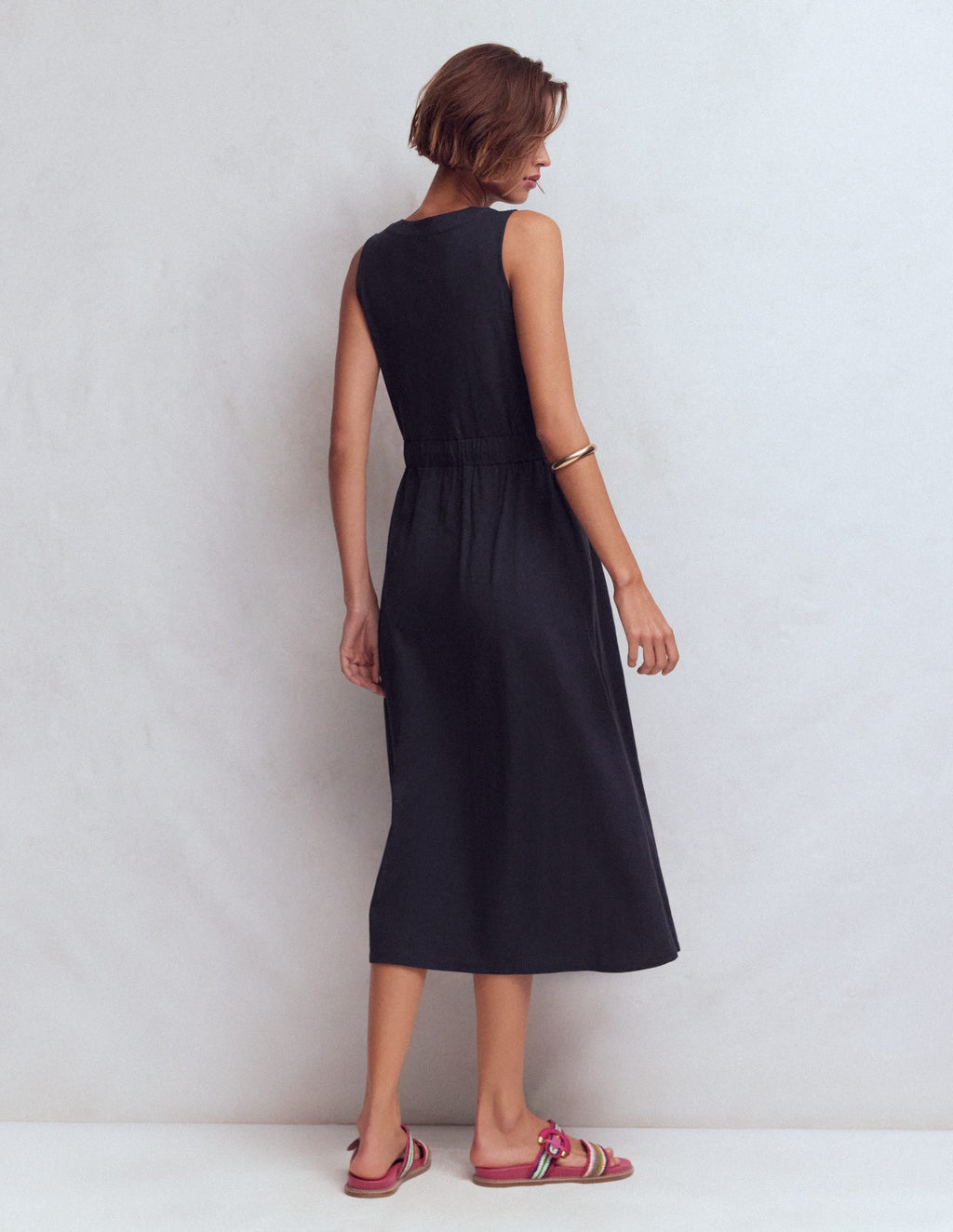 Delphine Midi Sleeveless Dress-Navy