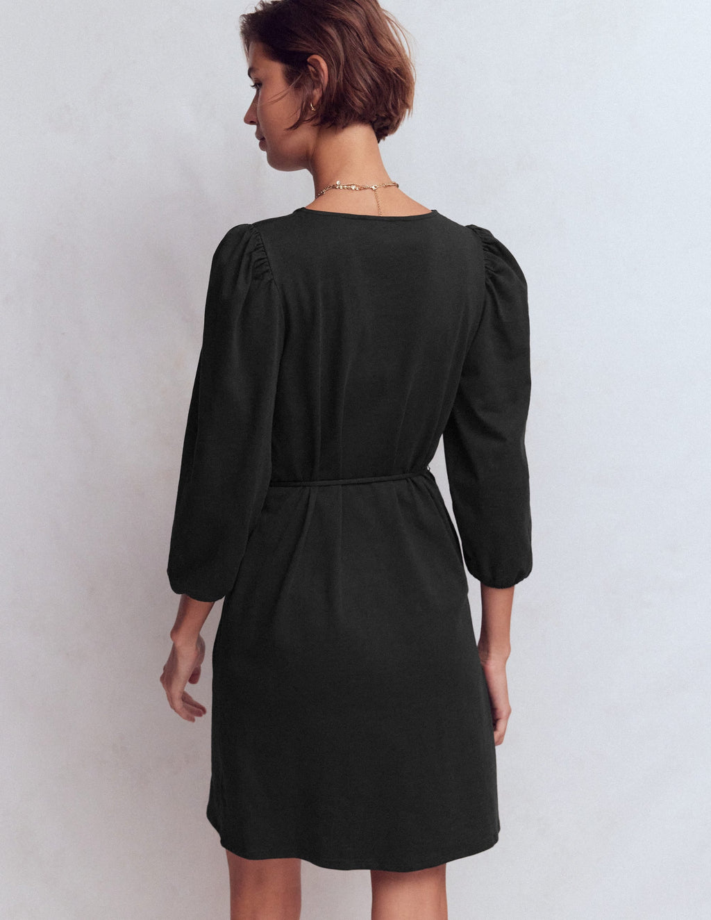 Cary V-Neck Short Dress-Black