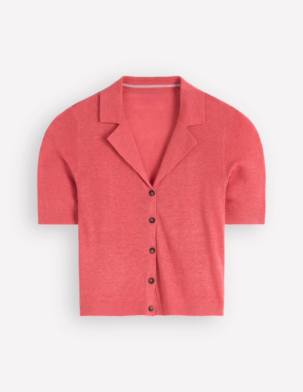 Agnes Collar Linen Cardigan-Coral
