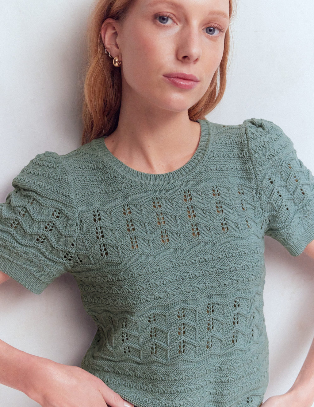 Monica Knitted T-Shirt-Blue