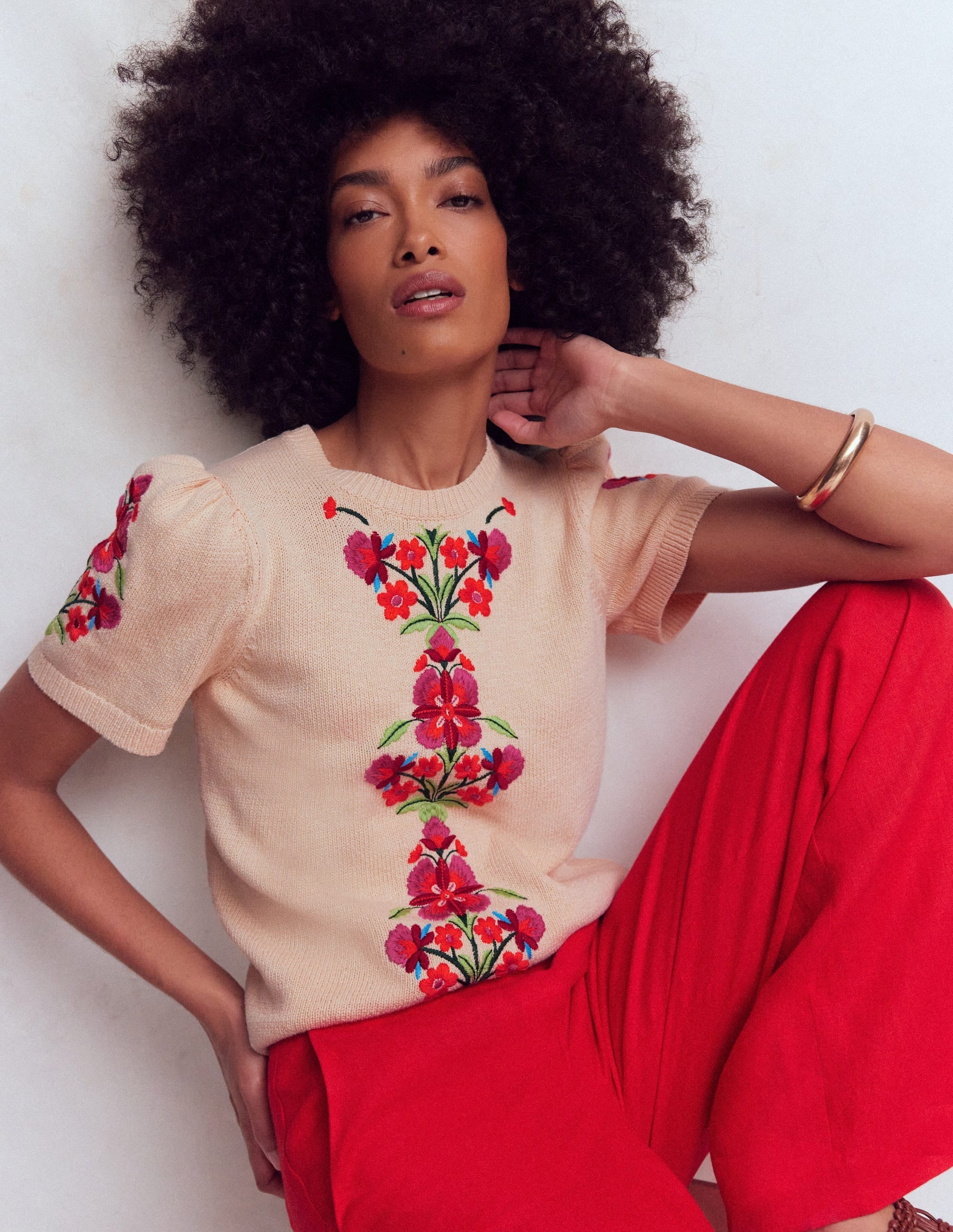 Monica Knitted T-Shirt-Ivory