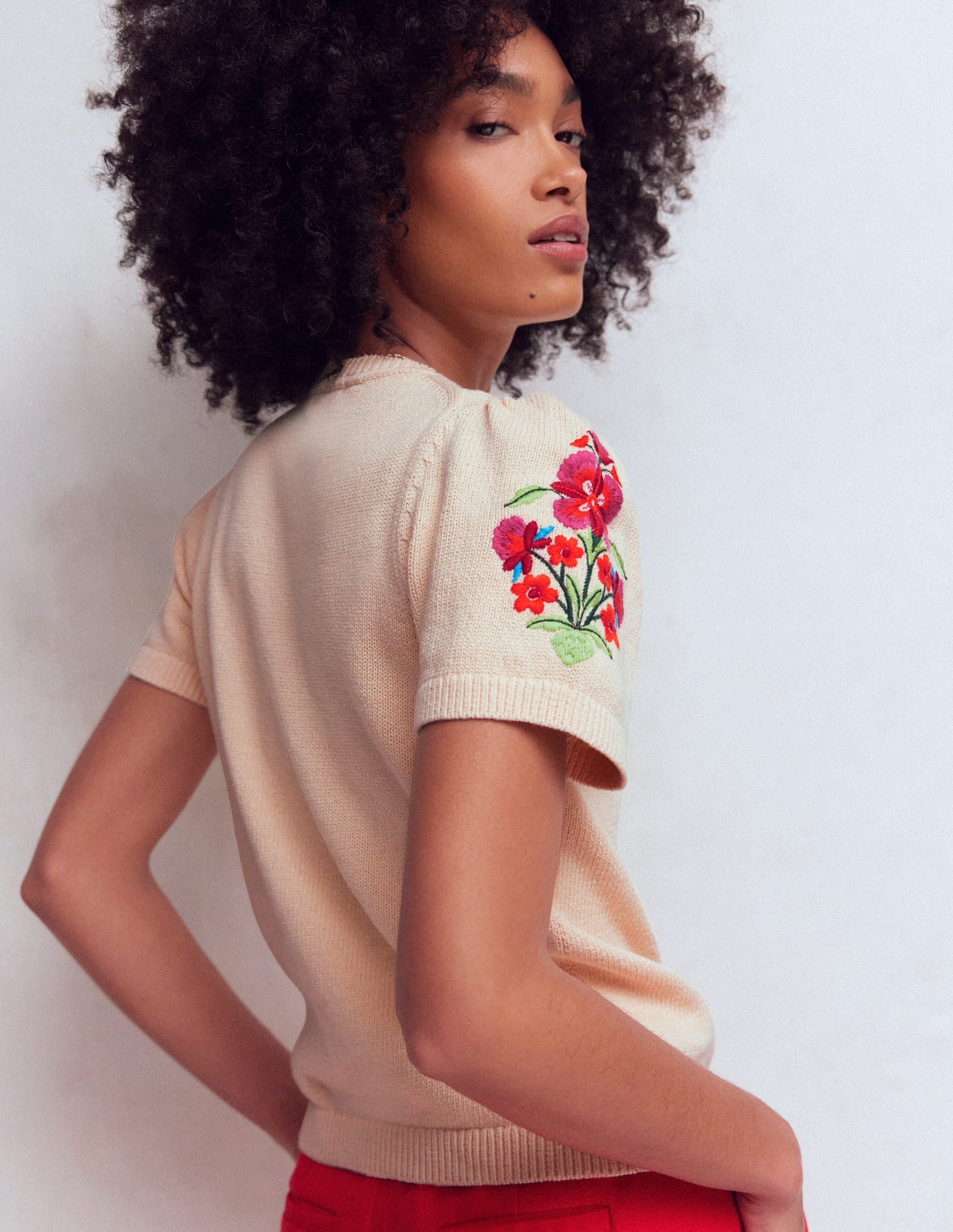 Monica Knitted T-Shirt-Ivory