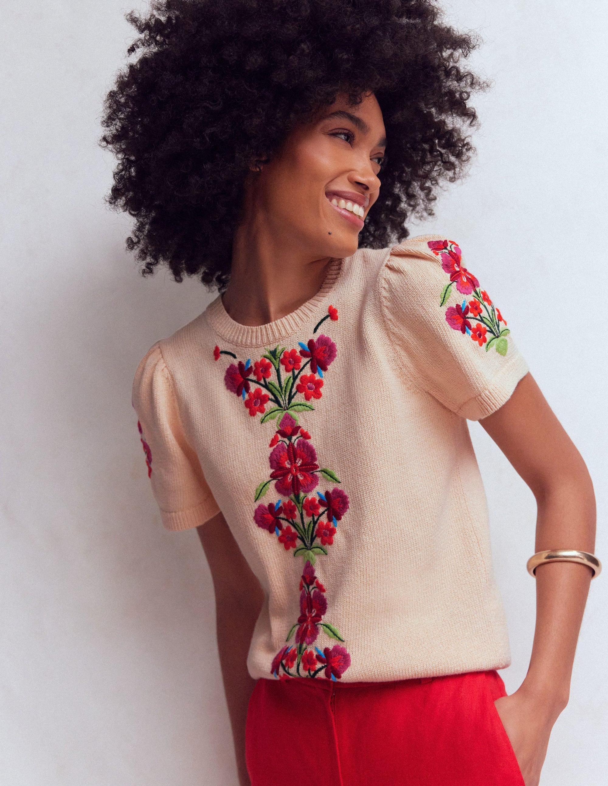 Monica Knitted T-Shirt-Ivory