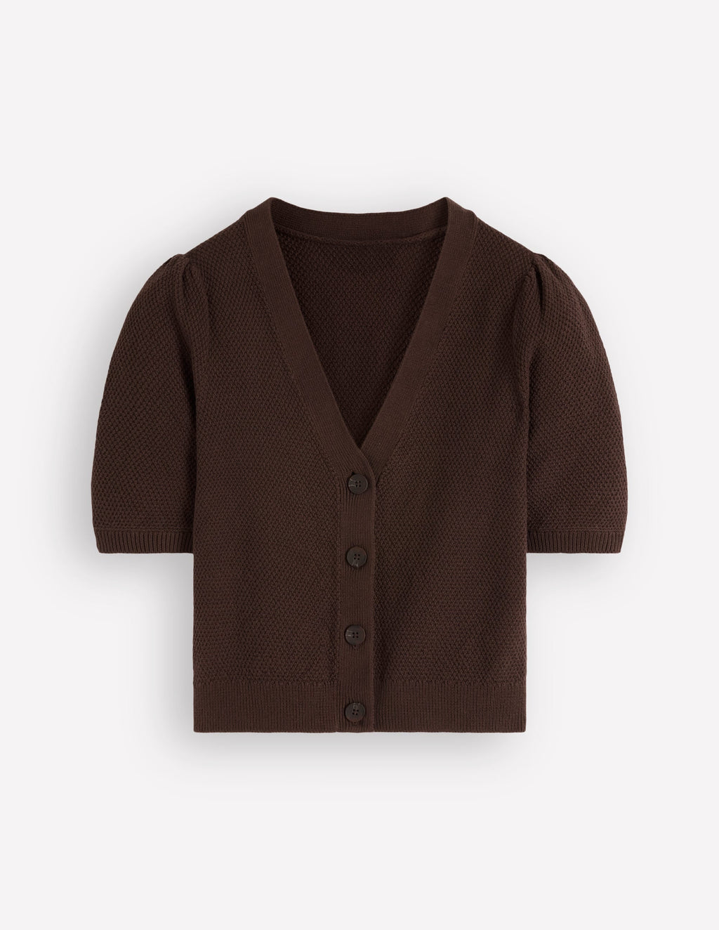 Hayley Cotton V-neck Cardigan-Espresso
