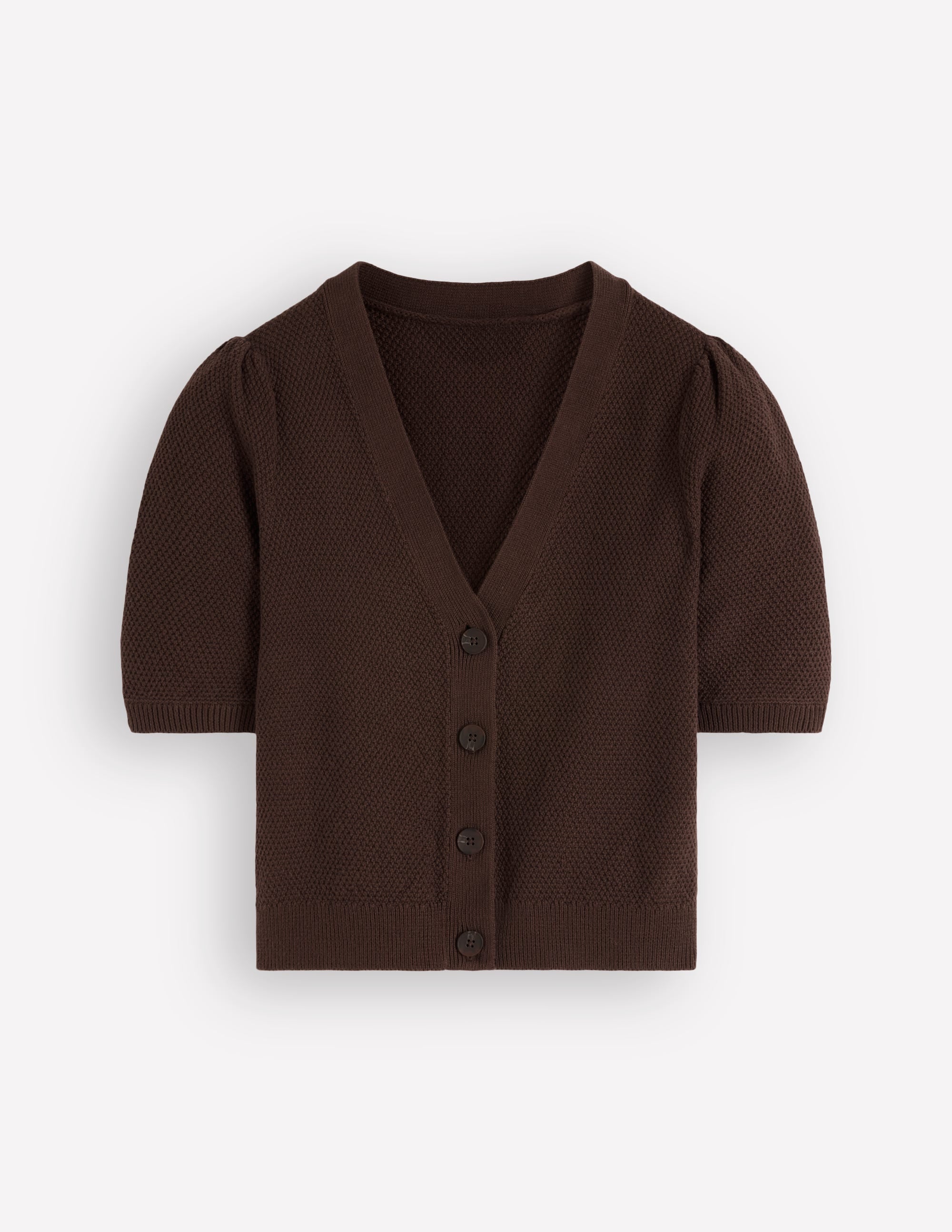 Hayley Cotton V-neck Cardigan-Espresso